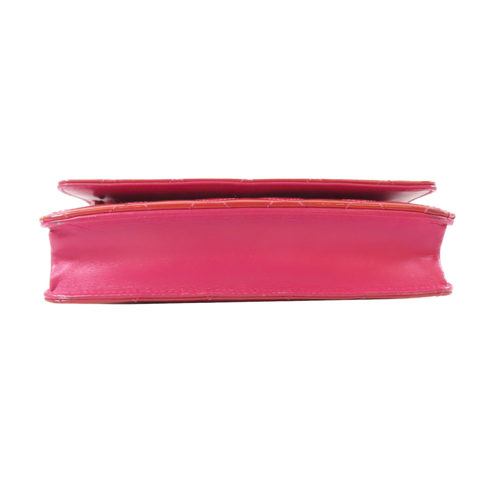CHANEL 菱格漆皮皮革Woc Shoulder Bag銀扣鏈帶肩背袋紅色