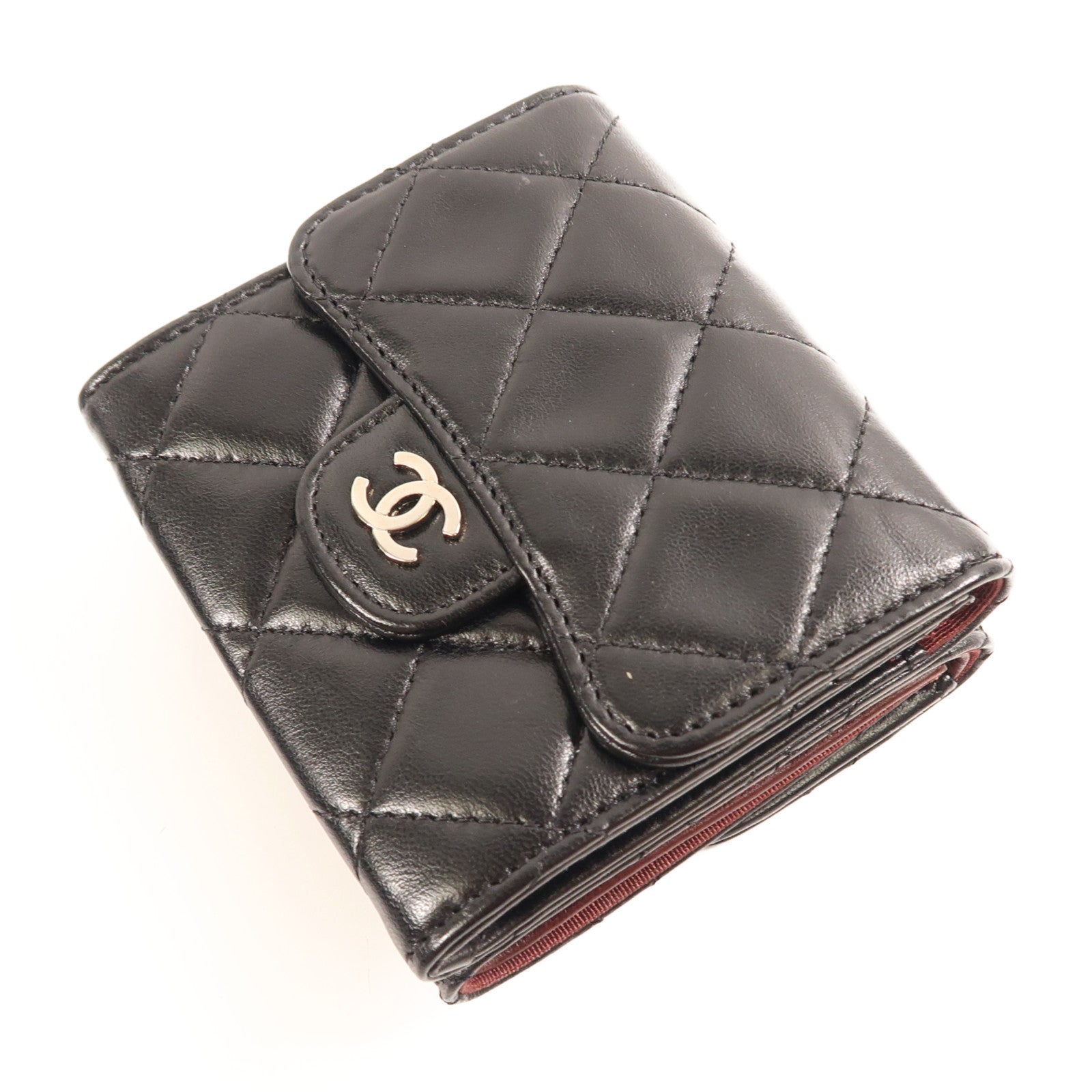 CHANEL 牛皮皮革Wallet銀扣錢包
