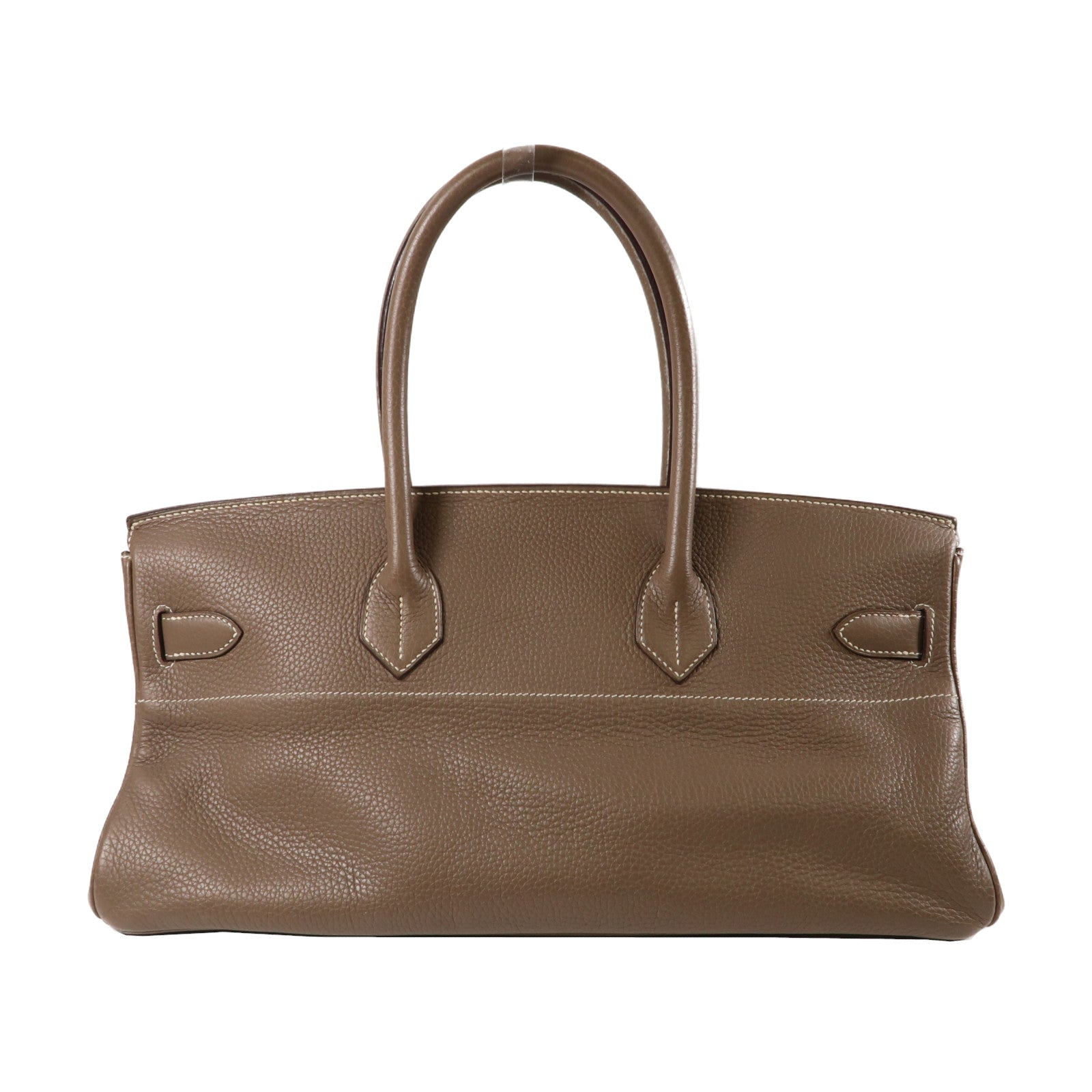 HERMES Clemence皮革Shoulder Birkin銀扣肩背袋大象灰色