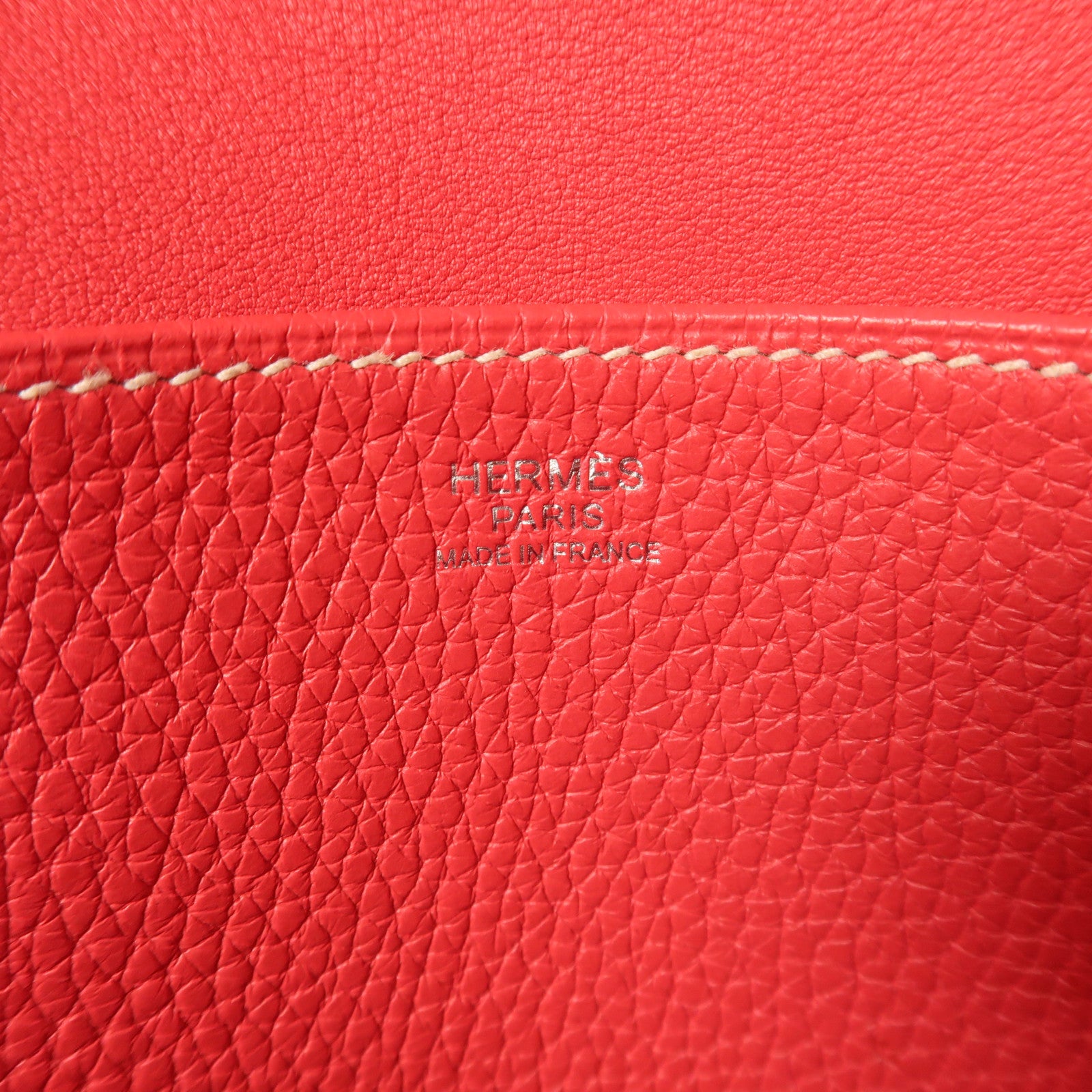 HERMES Clemence皮革Halzan 31銀扣手挽肩背兩用袋Rose Extreme