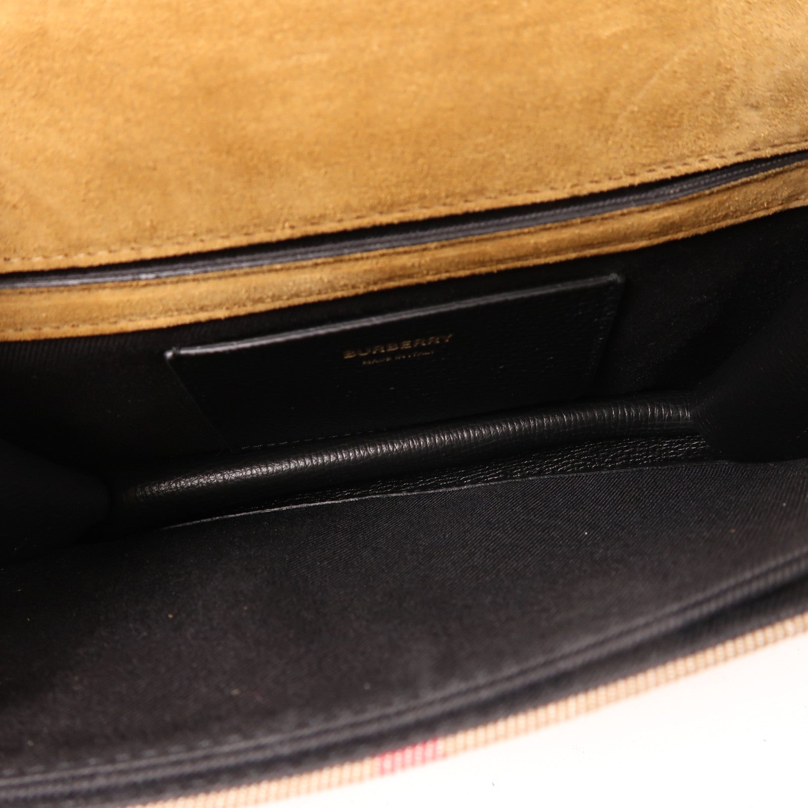 BURBERRY 帆布/皮革Chain Shoulder金扣鏈帶肩背袋黑色/棕色