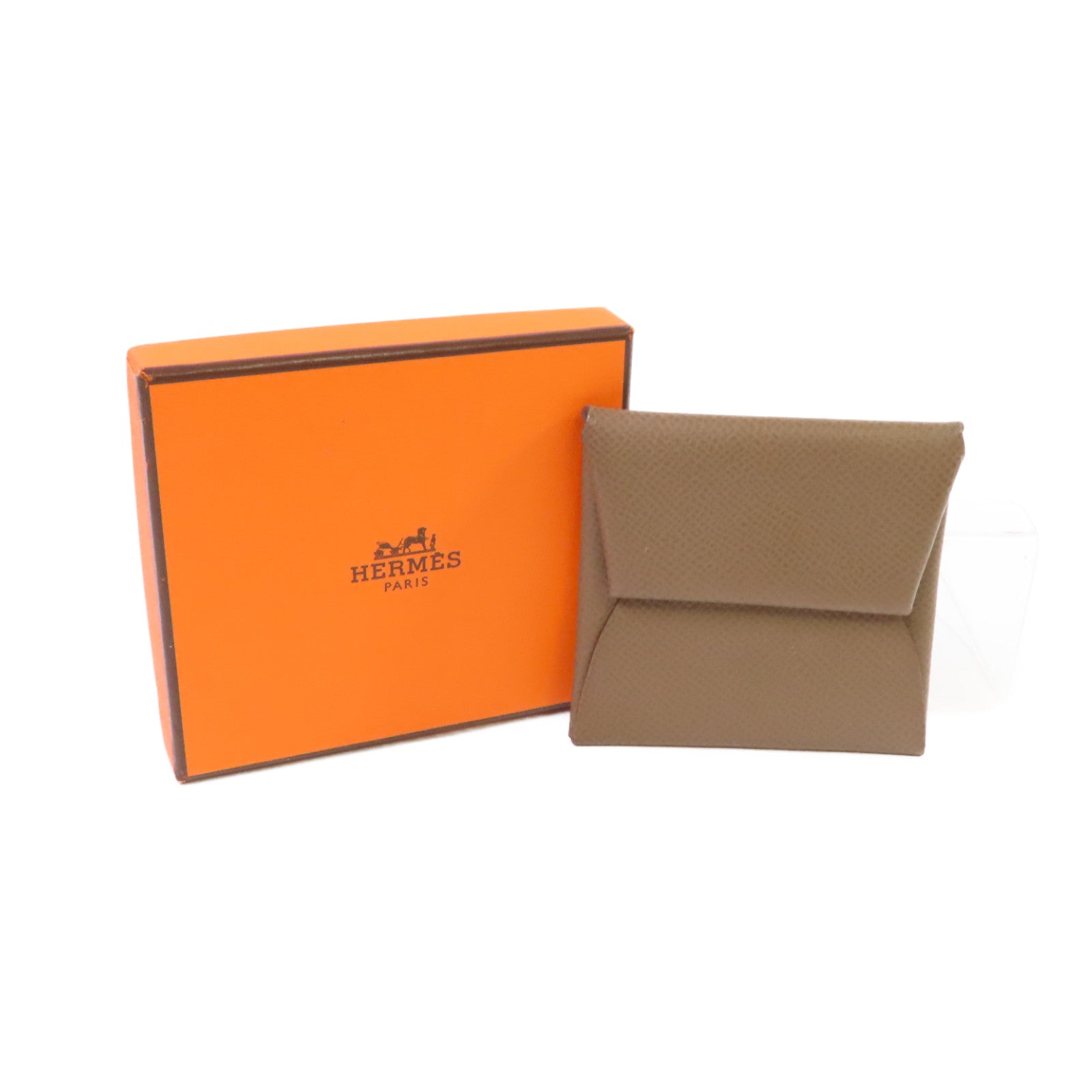 HERMES Epsom皮革Bastia Coin Purse銀扣零錢包Etoupe大象灰色
