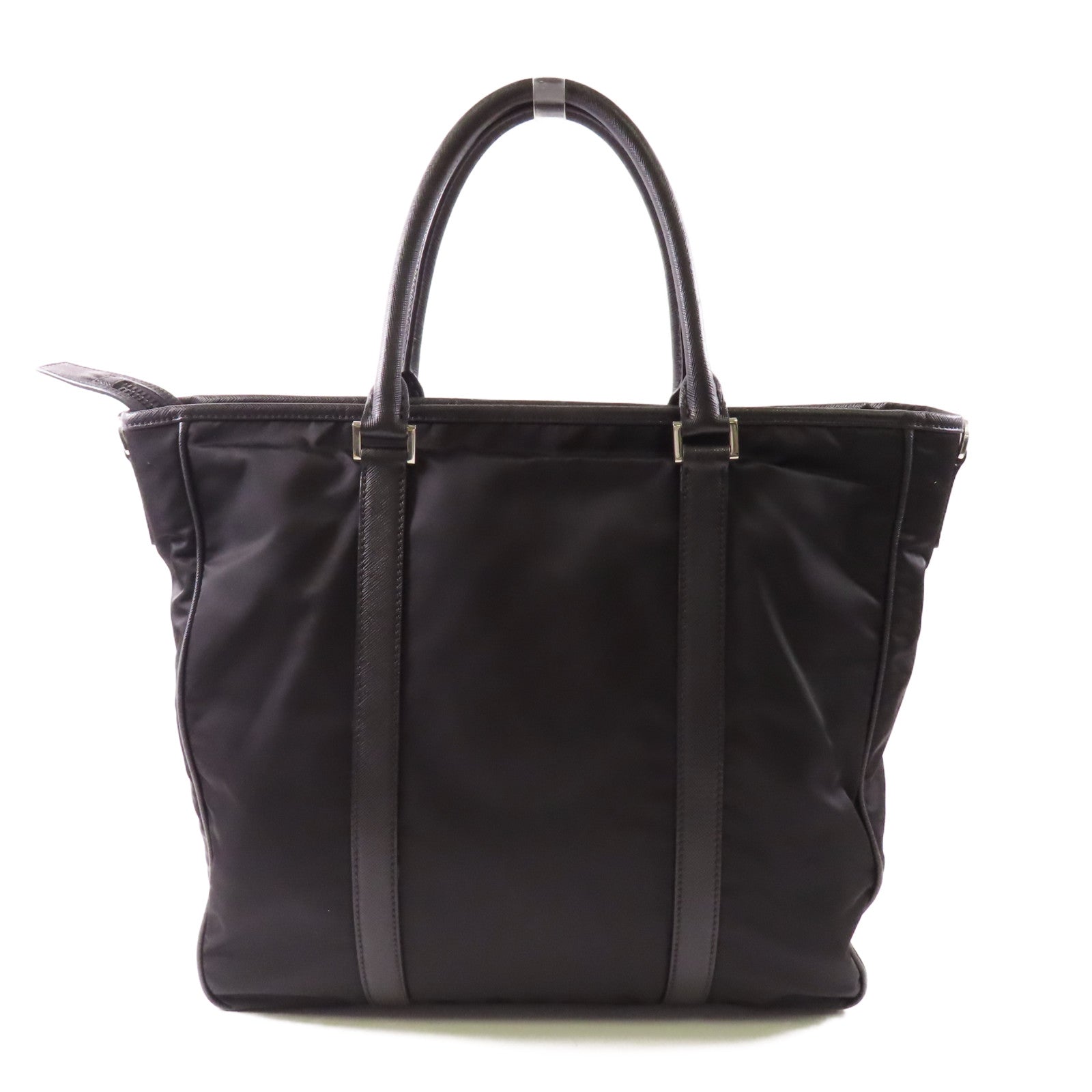 PRADA 尼龍/Saffiano皮革2 Way Shoulder銀扣手挽肩背兩用袋