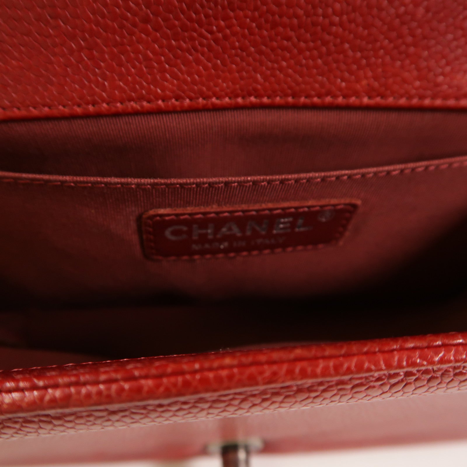 CHANEL CC SHW Boy 25 Chain Shoulder Bag Calfskin Leather Red