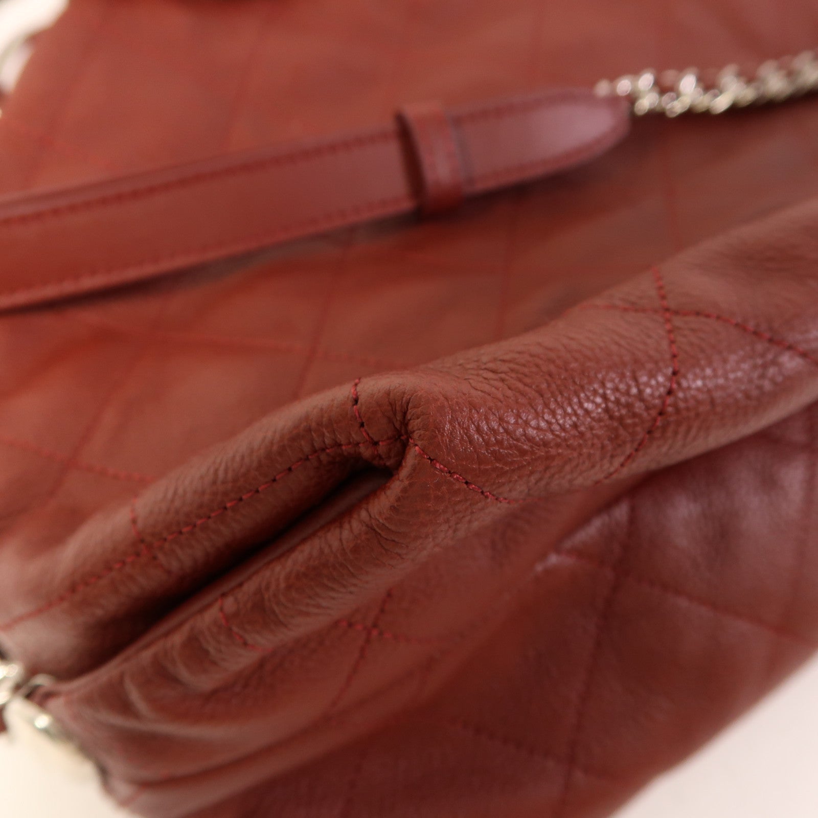 CHANEL 牛皮皮革Backpack銀扣背包