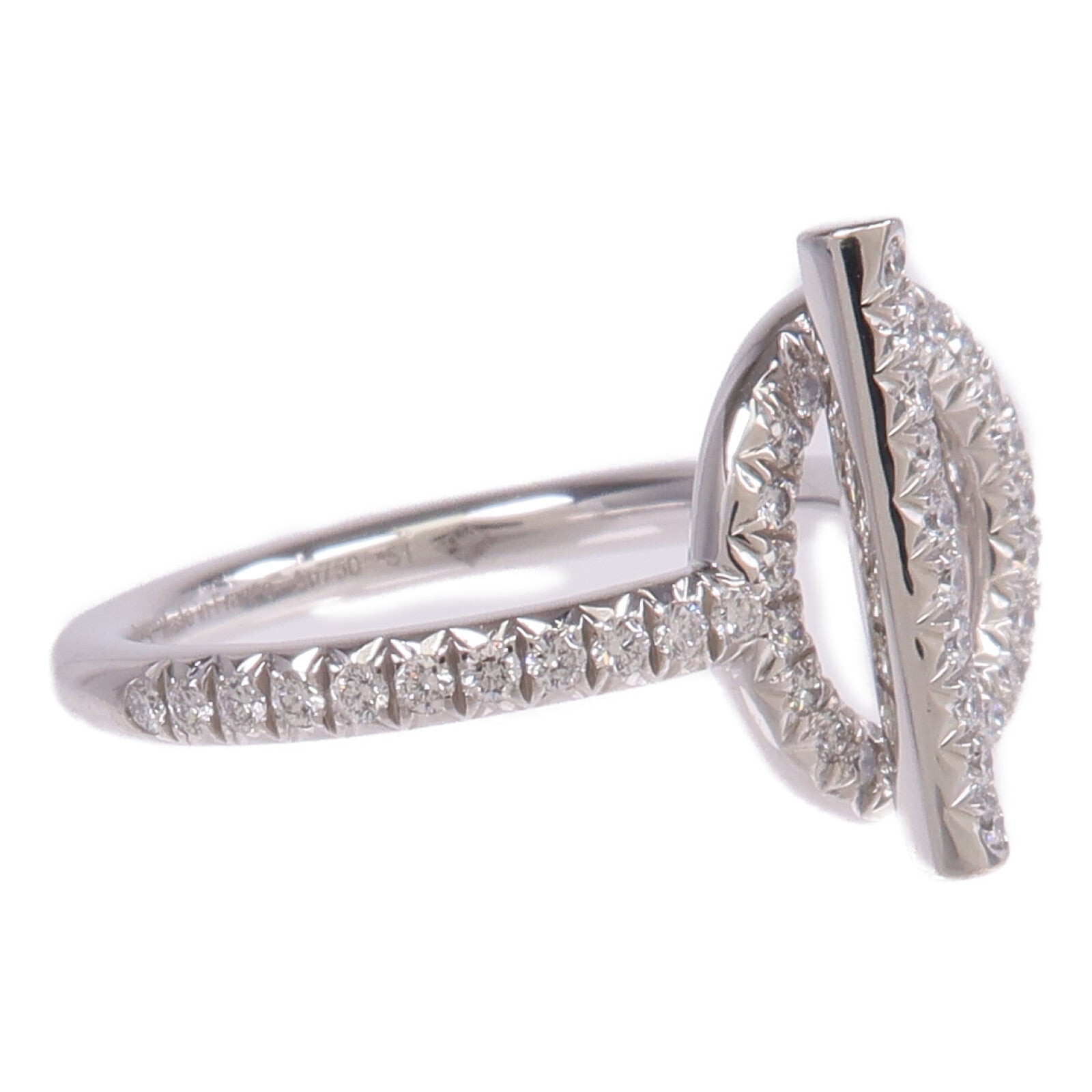 HERMES 18K白金Echappee Ring鑽石戒指Hermes#51/US#5.5