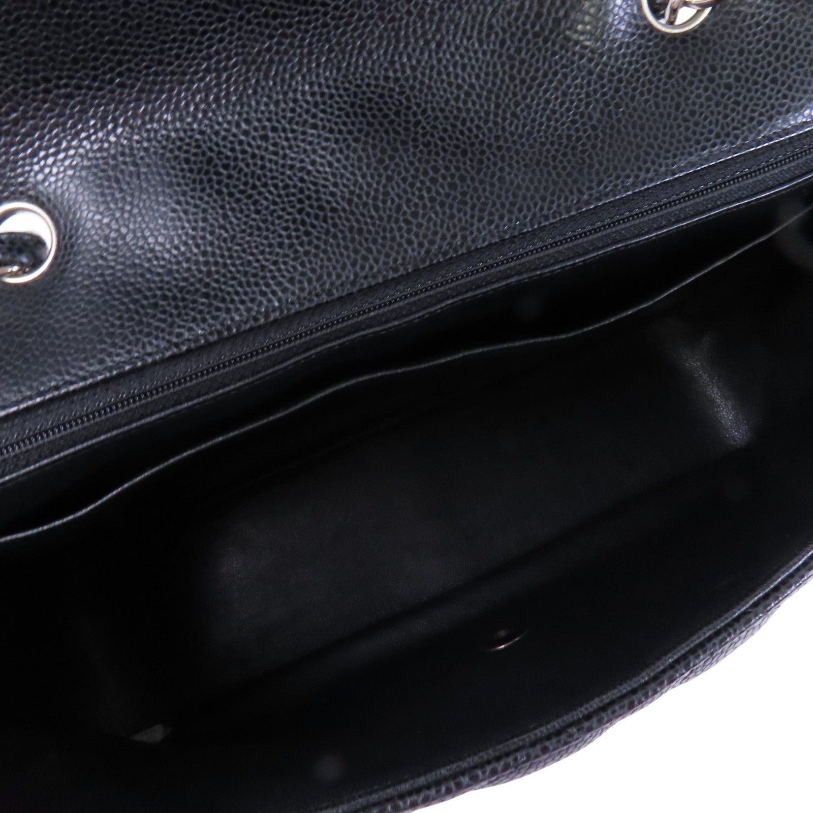 CHANEL 牛皮皮革Large Classic銀扣鏈帶肩背袋