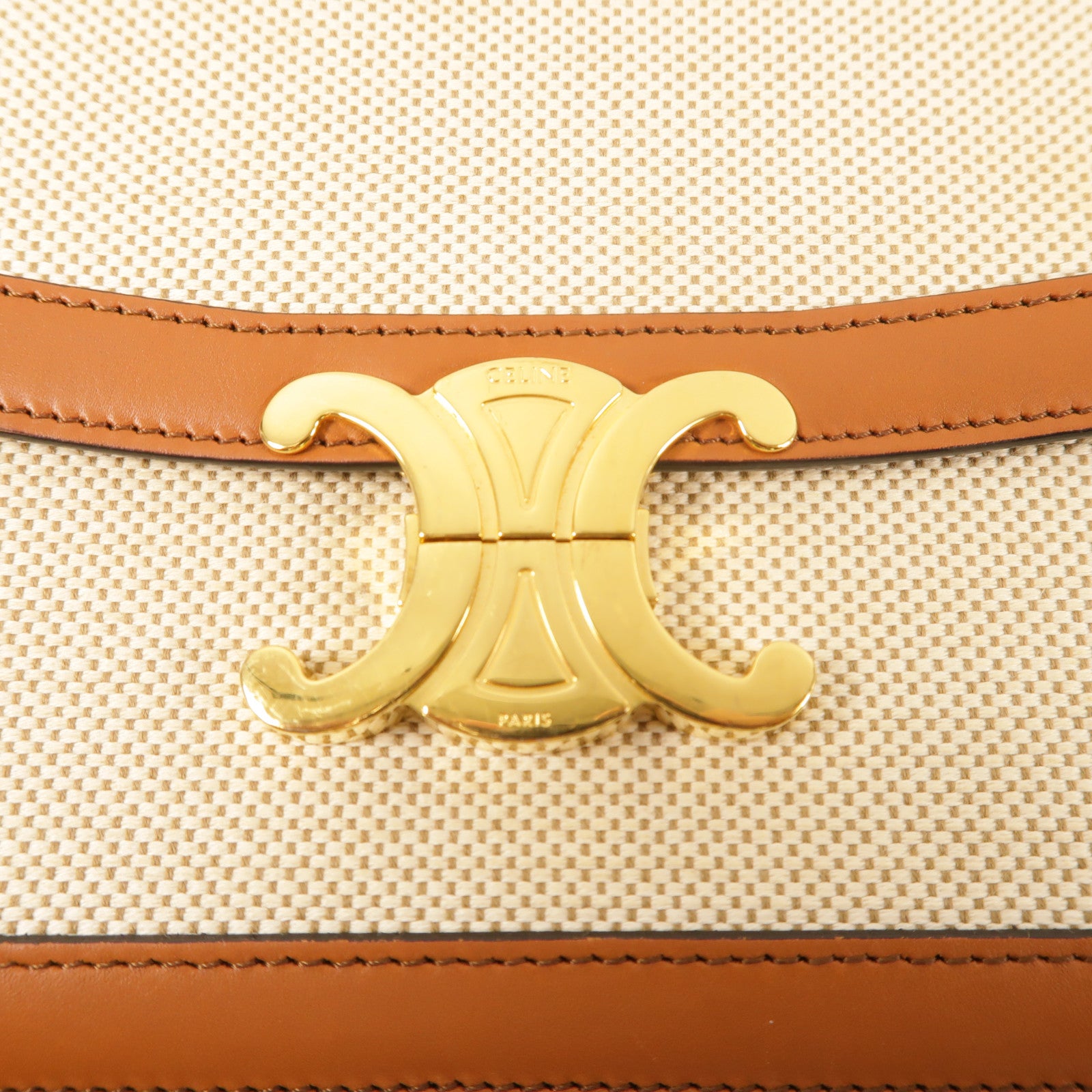 CELINE 帆布Teen Triomphe金扣肩背袋