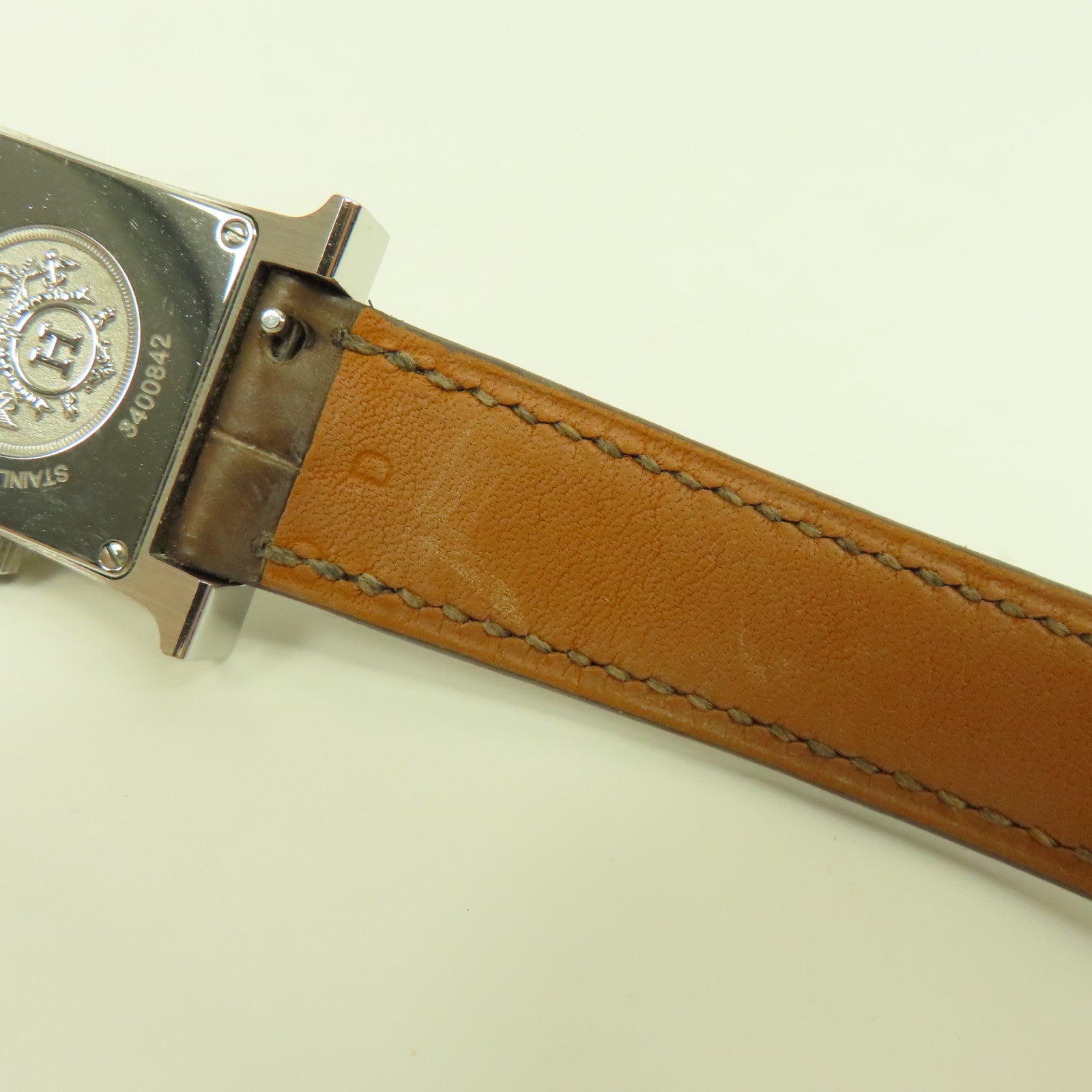 HERMES Heure H PM Acier不鏽鋼石英手錶銀色