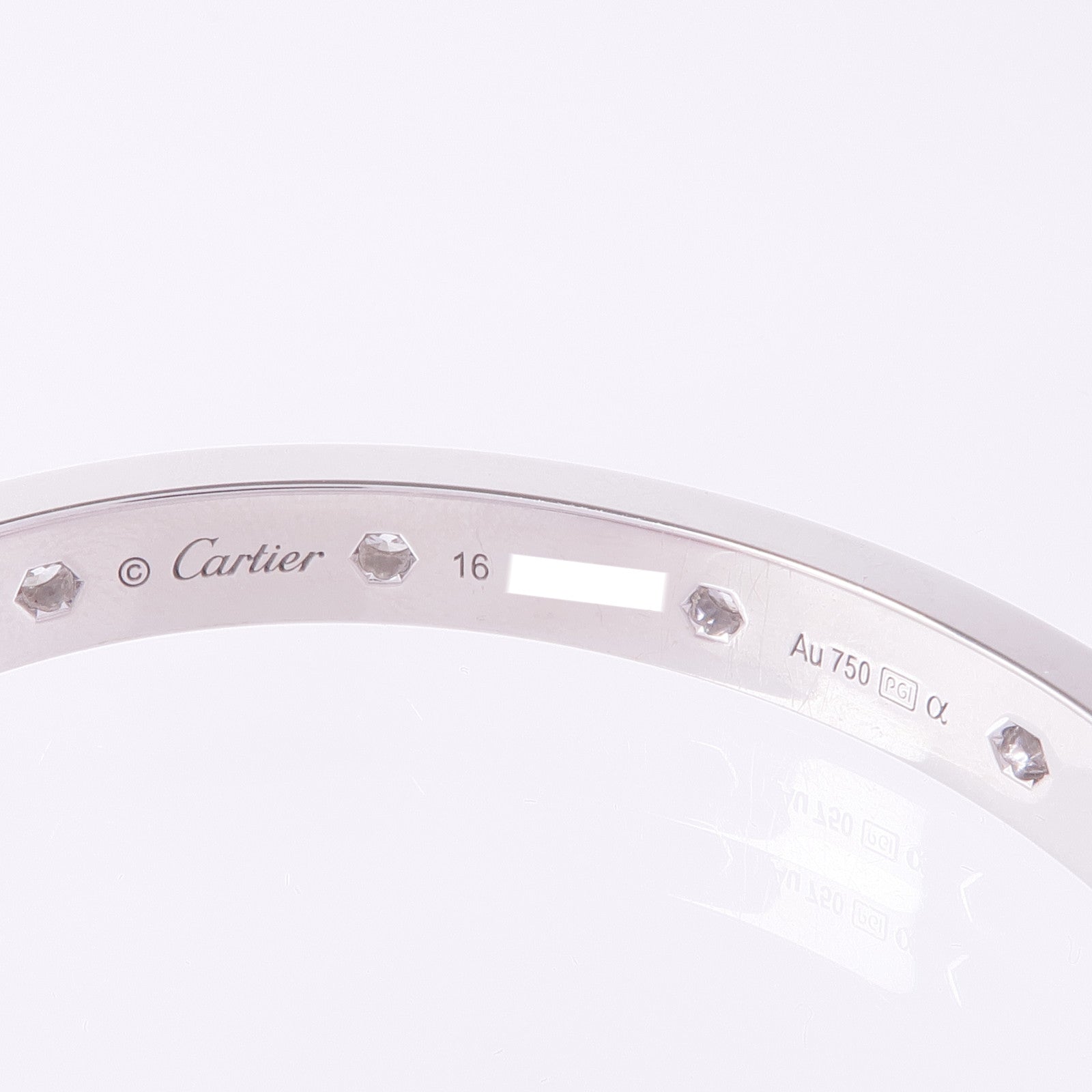CARTIER 【激減優惠】18K白金Love Bracelet鑽石手鐲Cartier#16