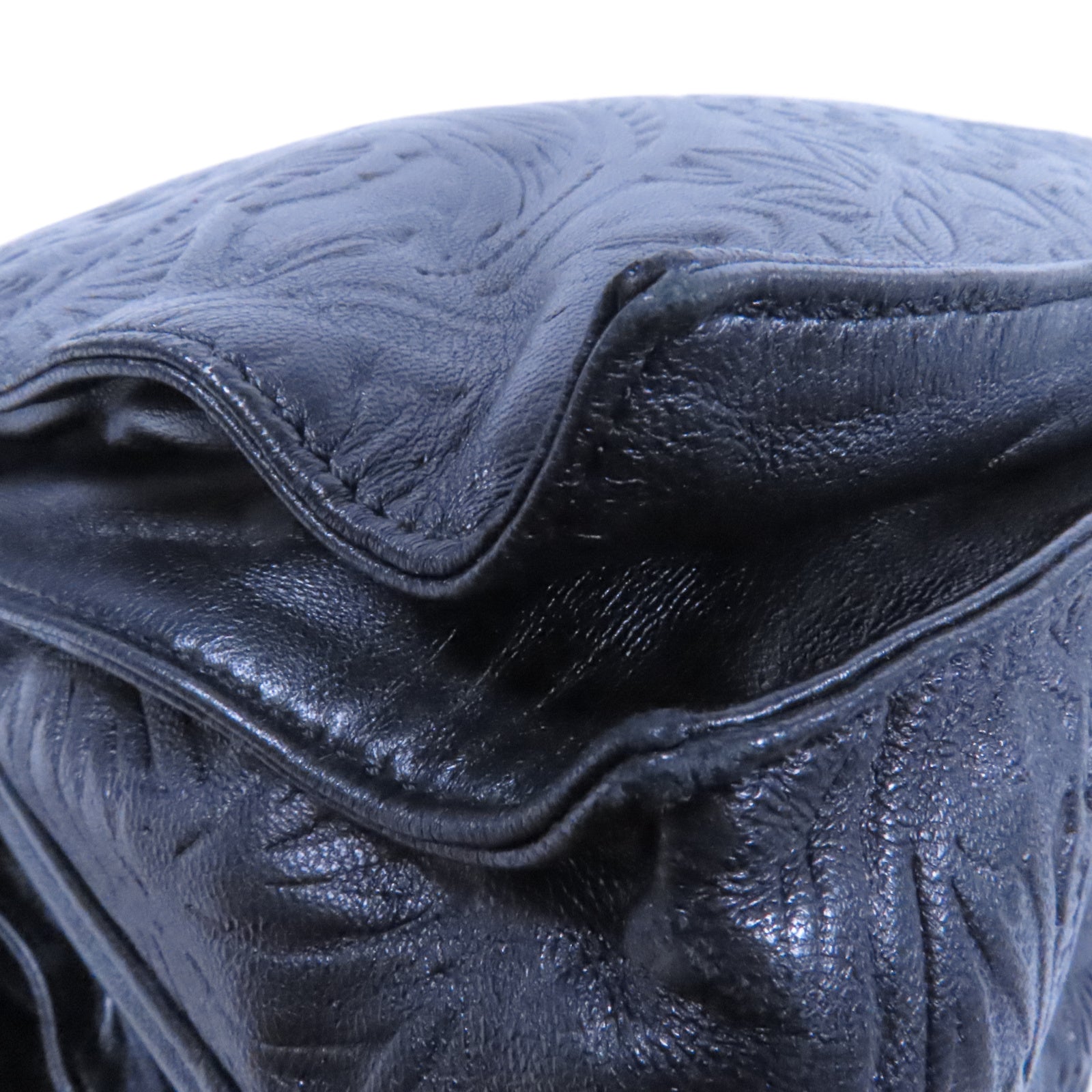 LOEWE 羊皮皮革Shoulder Bag銀扣肩背袋黑色