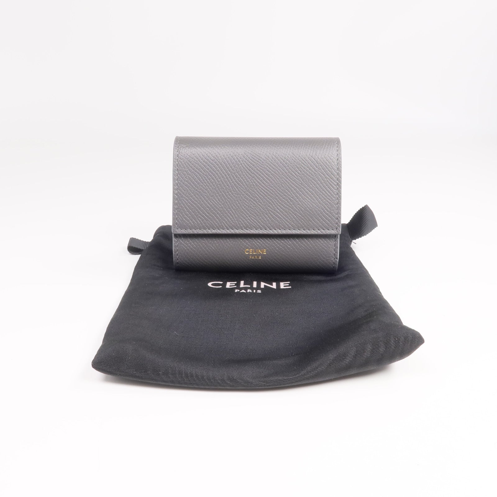 CELINE 牛皮皮革Tri-Fold Wallet金扣錢包