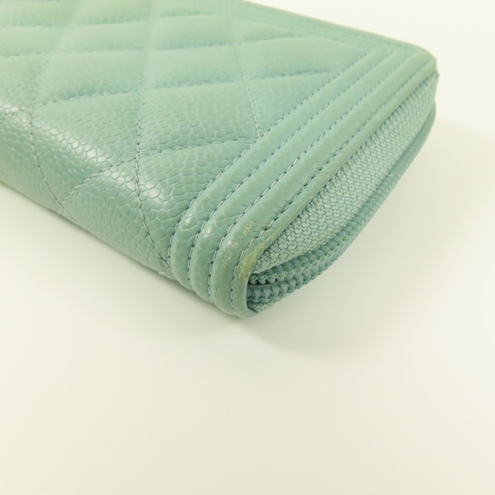 CHANEL 牛皮皮革Boy Zipper Long Wallet金扣長錢包