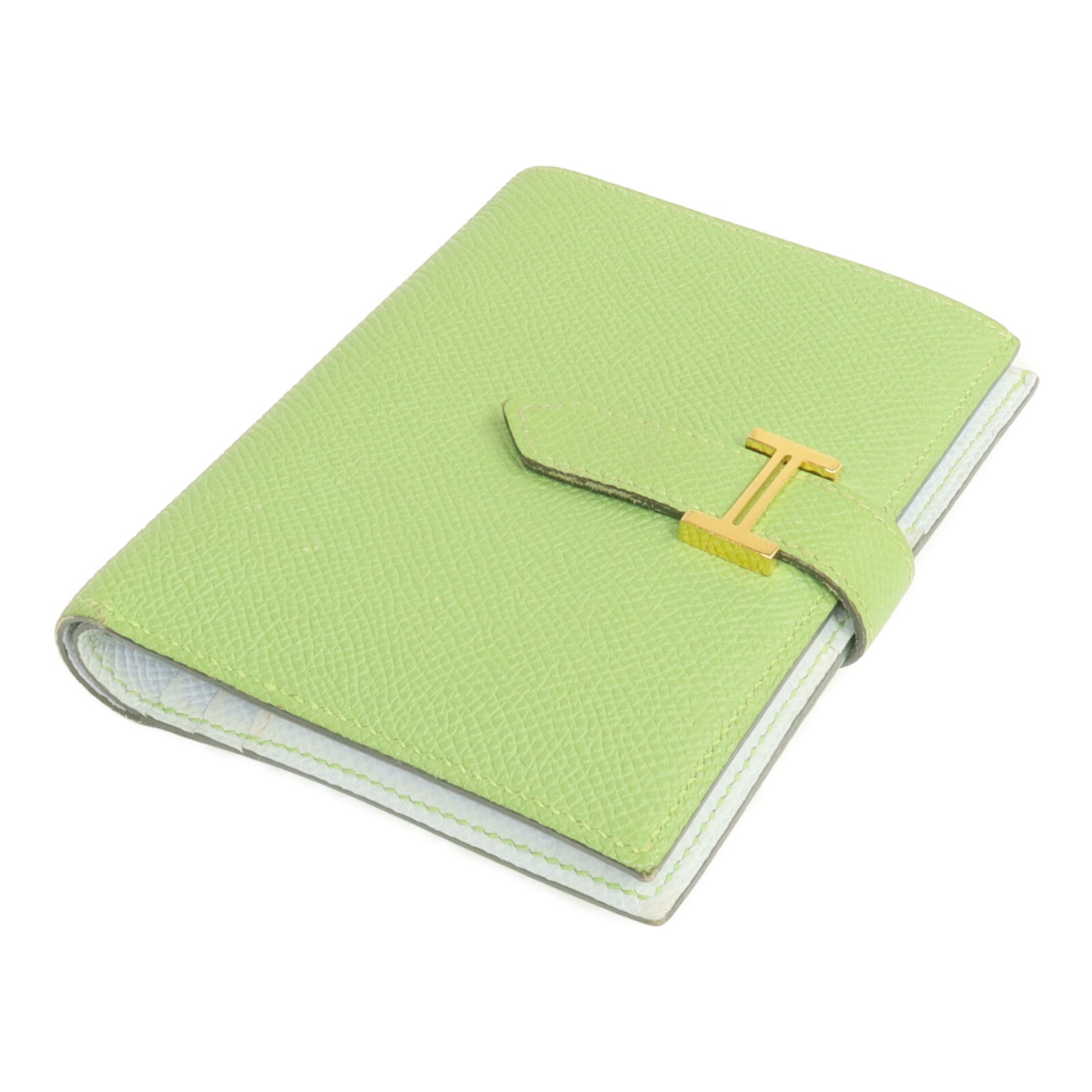 HERMES Epsom皮革Bearn Wallet金扣錢包Vert Criquet