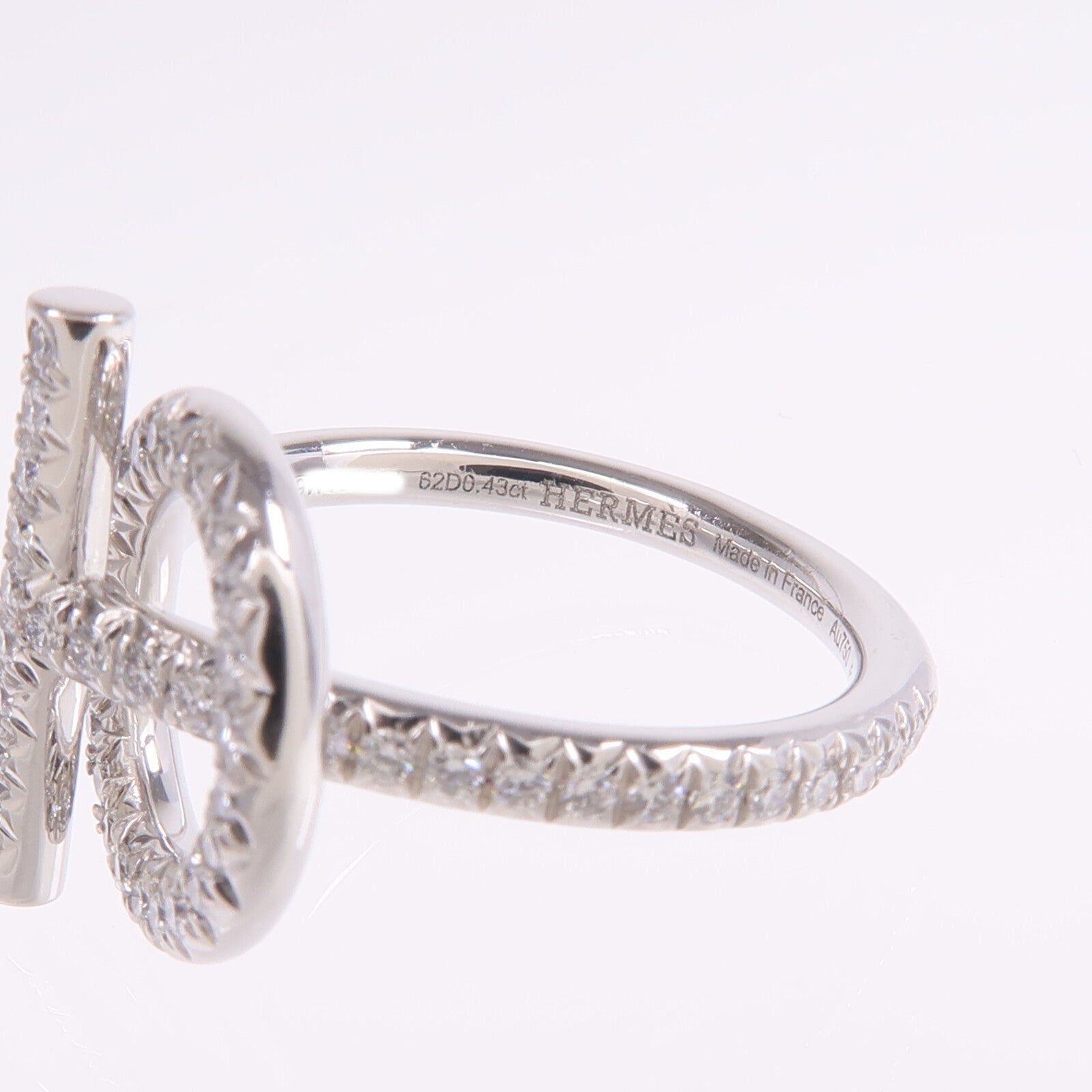 HERMES 18K白金Echappee Ring鑽石戒指Hermes#51/US#5.5
