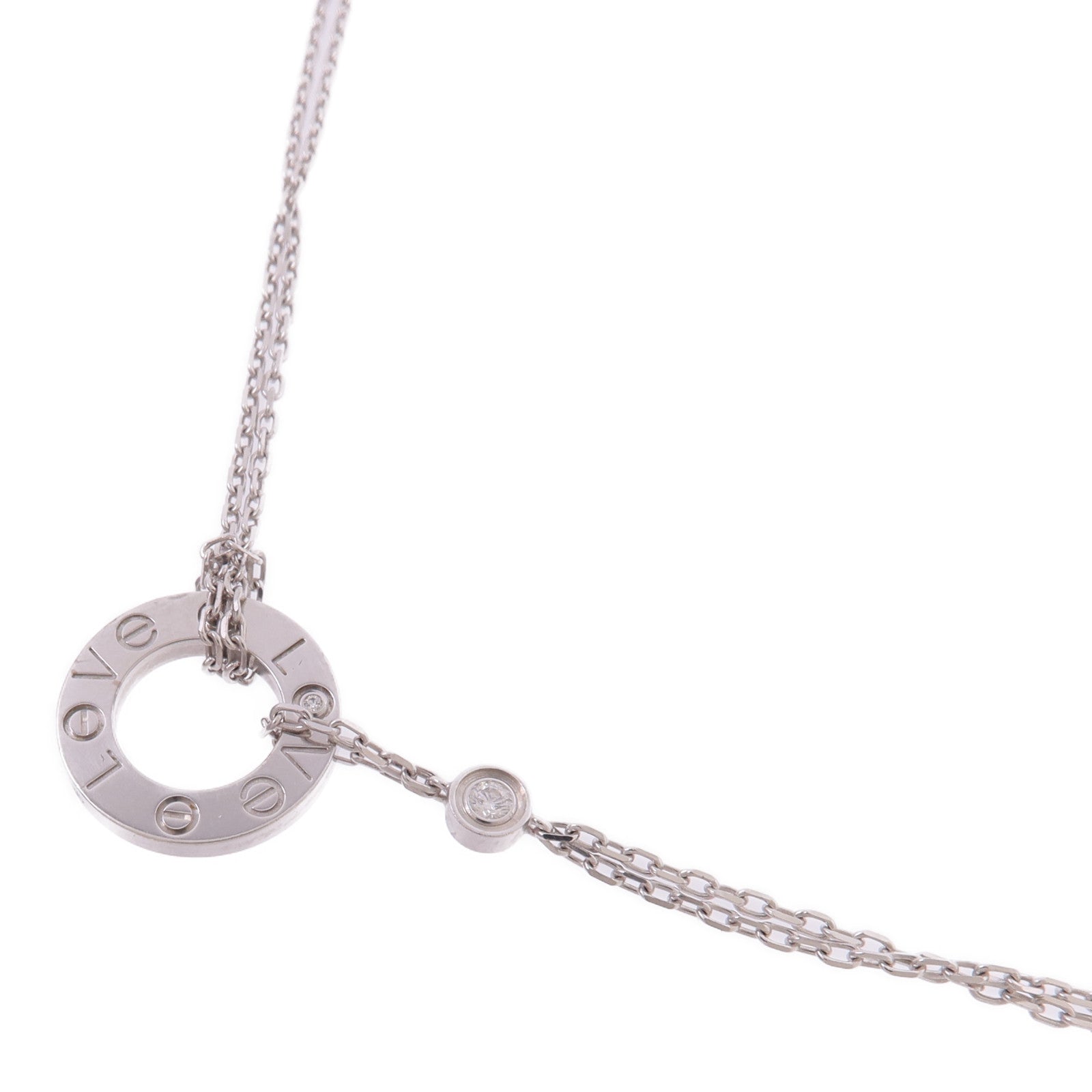 CARTIER 18K白金Love Circle Necklace鑽石項鍊