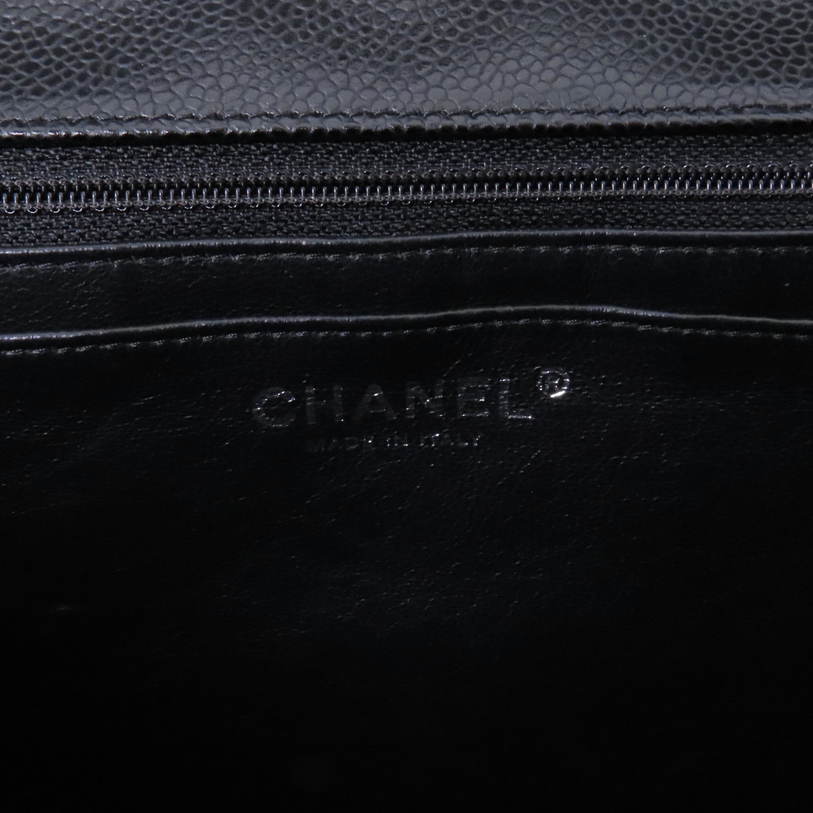 CHANEL 牛皮皮革Large Classic銀扣鏈帶肩背袋