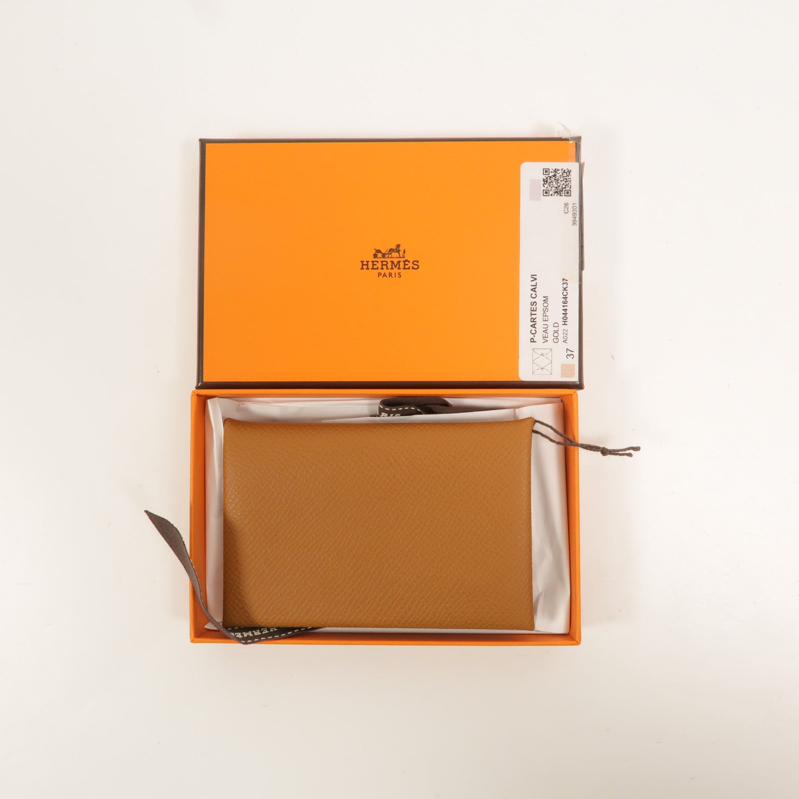 HERMES Epsom皮革Calvi卡片套Gold