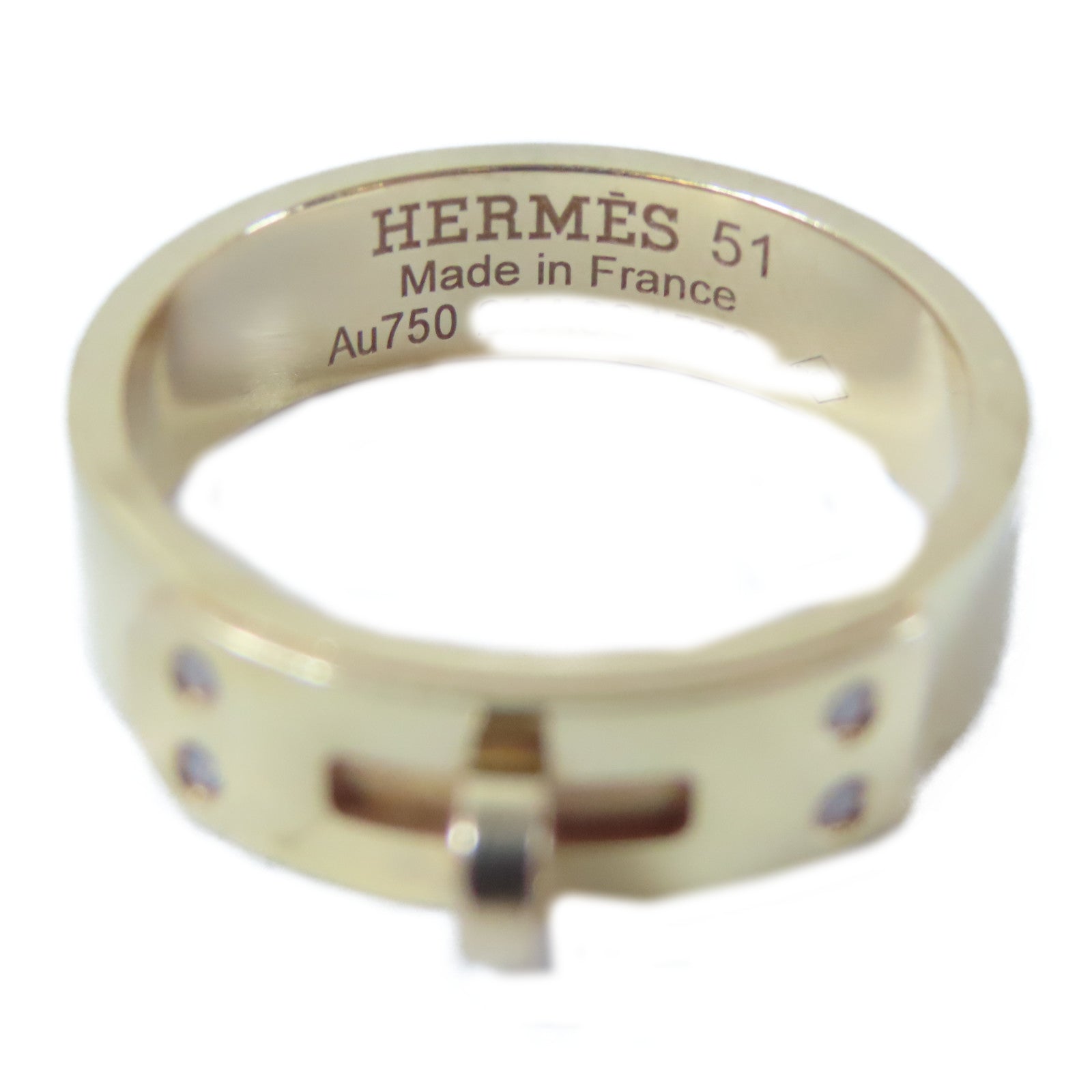HERMES 18K玫瑰金Kelly Ring戒指金色Hermes#51/US#5.75