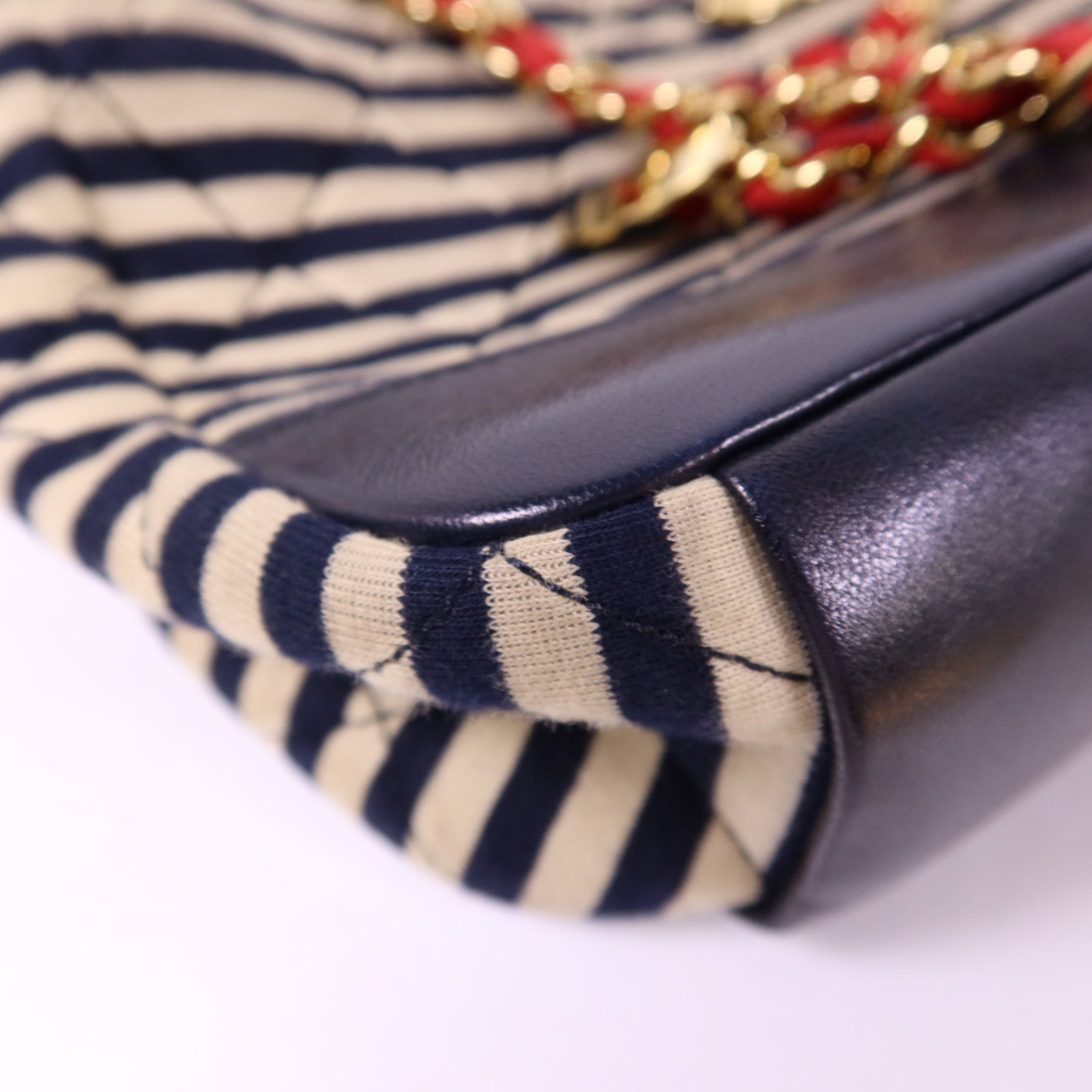 CHANEL 布料Chain Shoulder Bag金扣鏈帶肩背袋