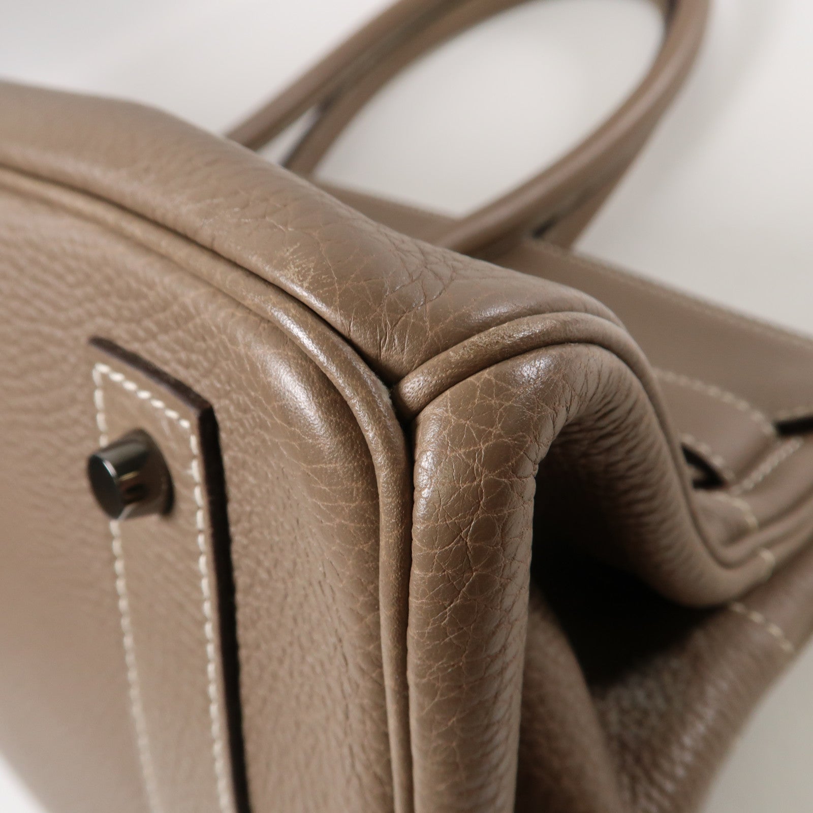 HERMES Clemence皮革Shoulder Birkin銀扣肩背袋大象灰色