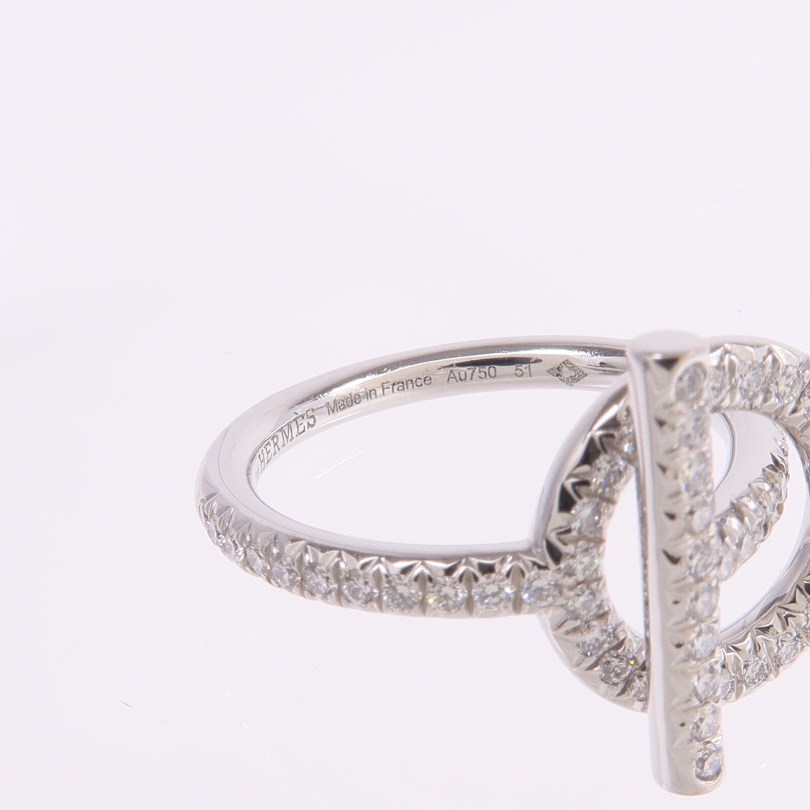 HERMES 18K白金Echappee Ring鑽石戒指Hermes#51/US#5.5