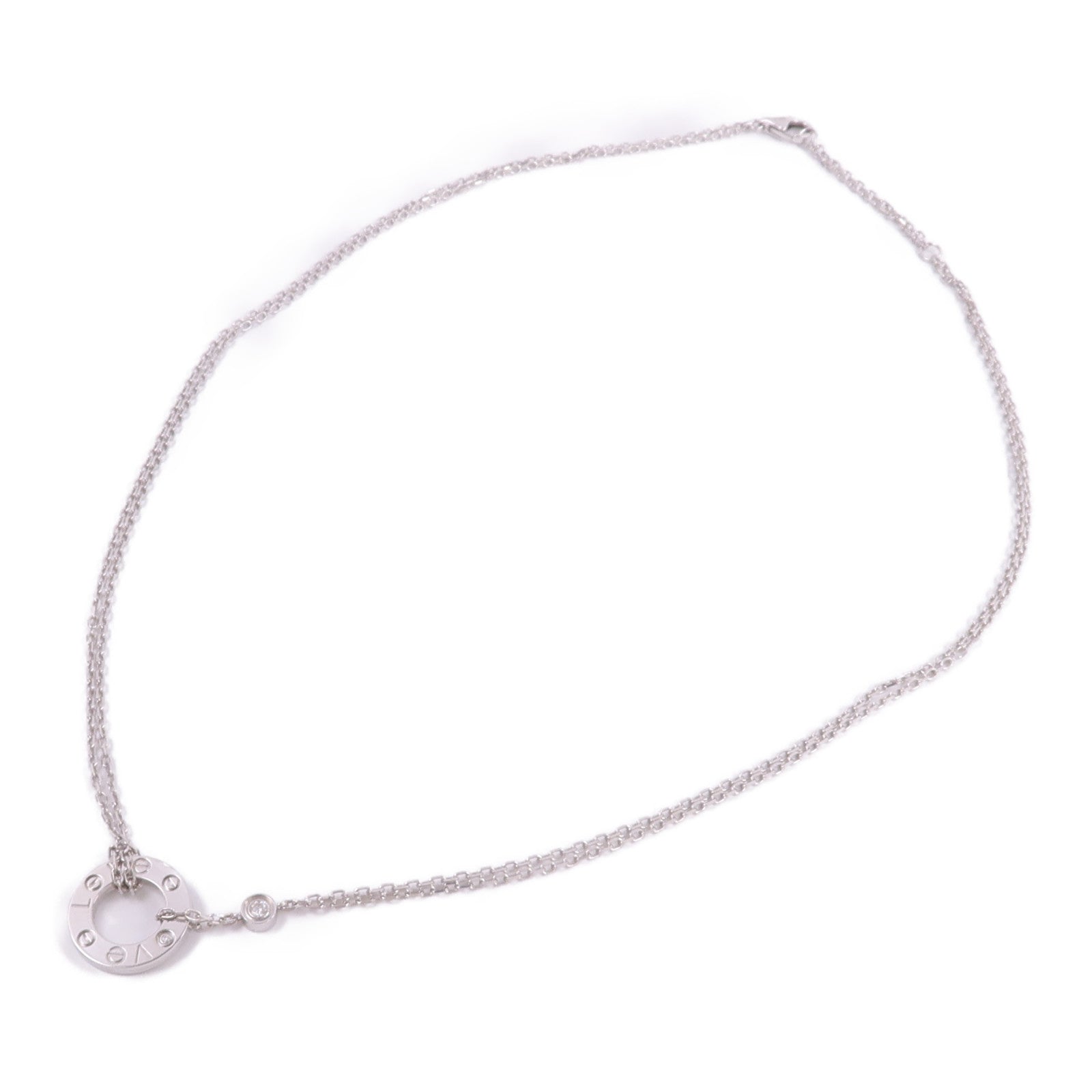 CARTIER 18K白金Love Circle Necklace鑽石項鍊