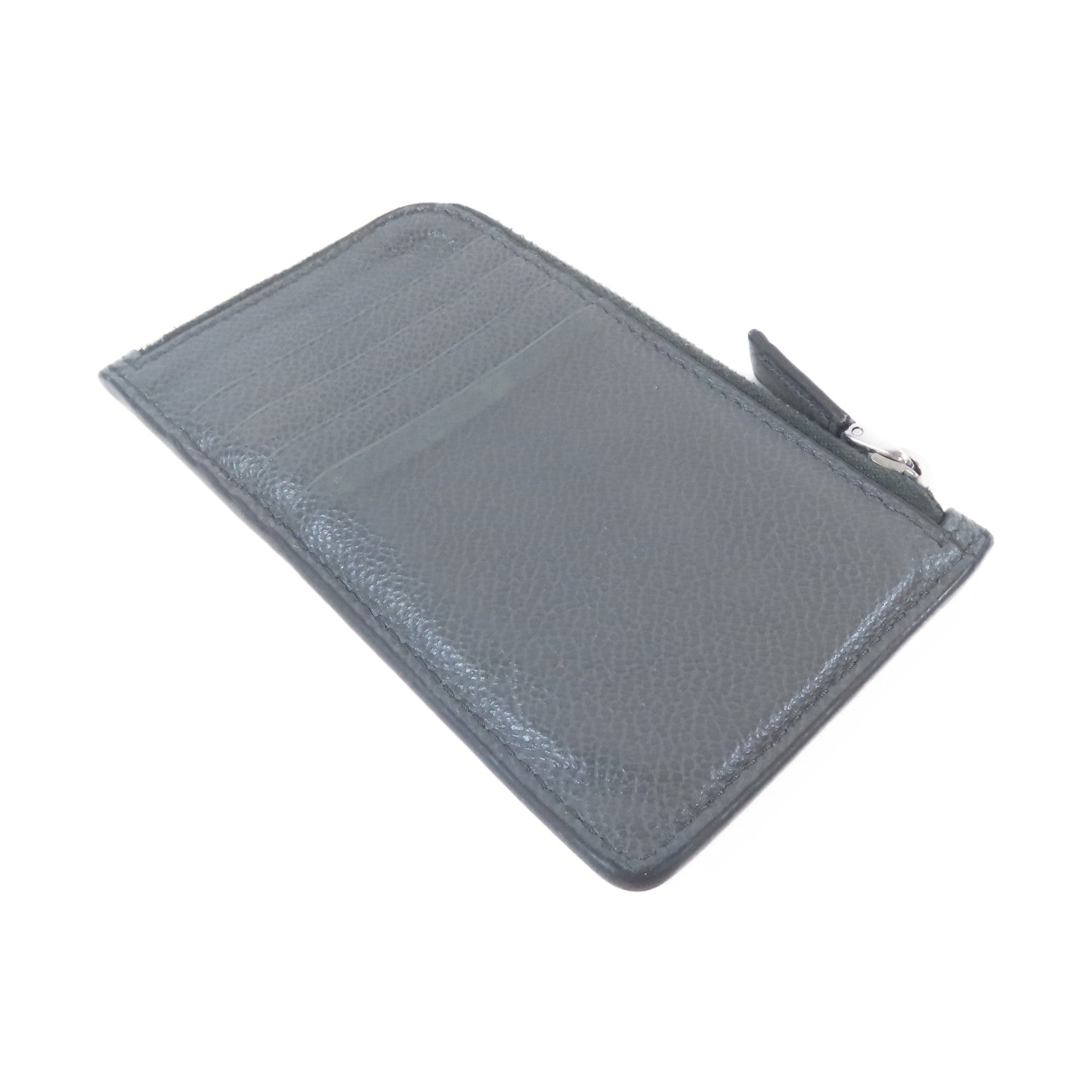 PRADA 牛皮皮革Card Case銀扣卡片套灰色