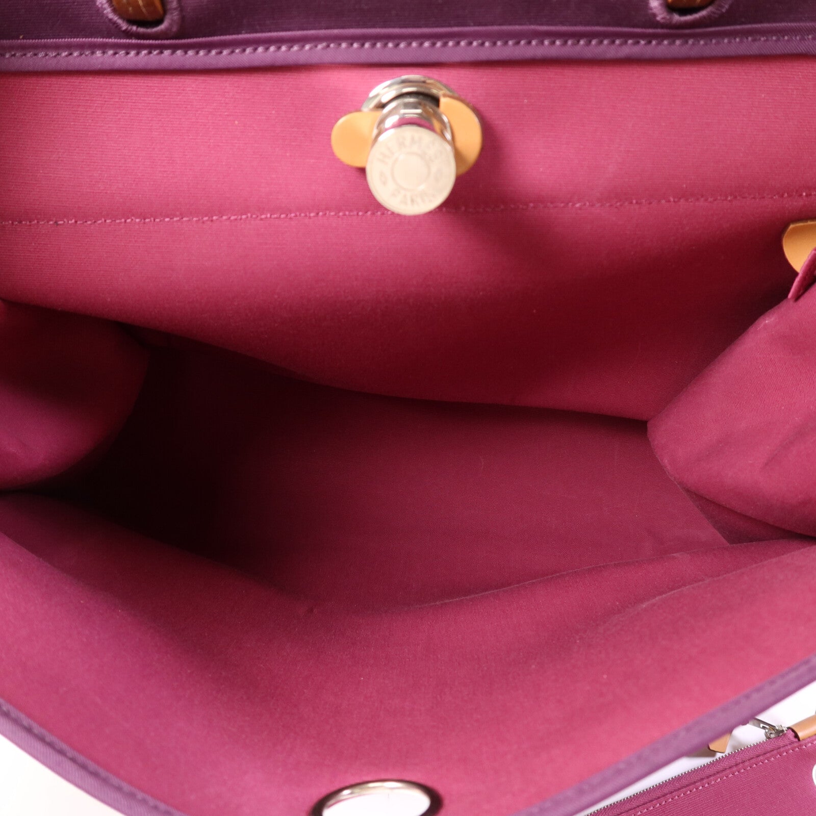 HERMES 帆布Herbag MM銀扣手挽肩背兩用袋Anemone/Gold