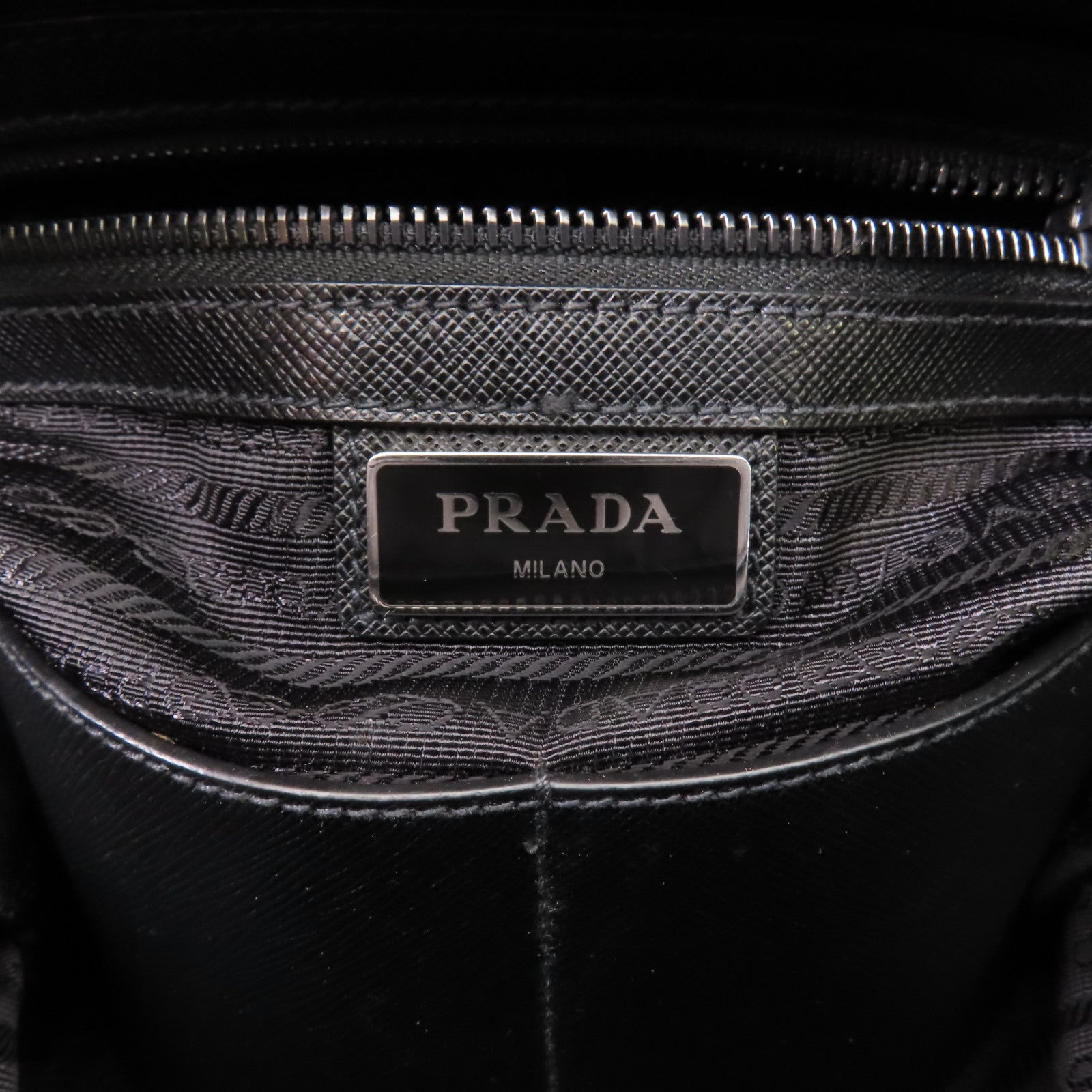 PRADA 尼龍/Saffiano皮革2 Way Shoulder銀扣手挽肩背兩用袋