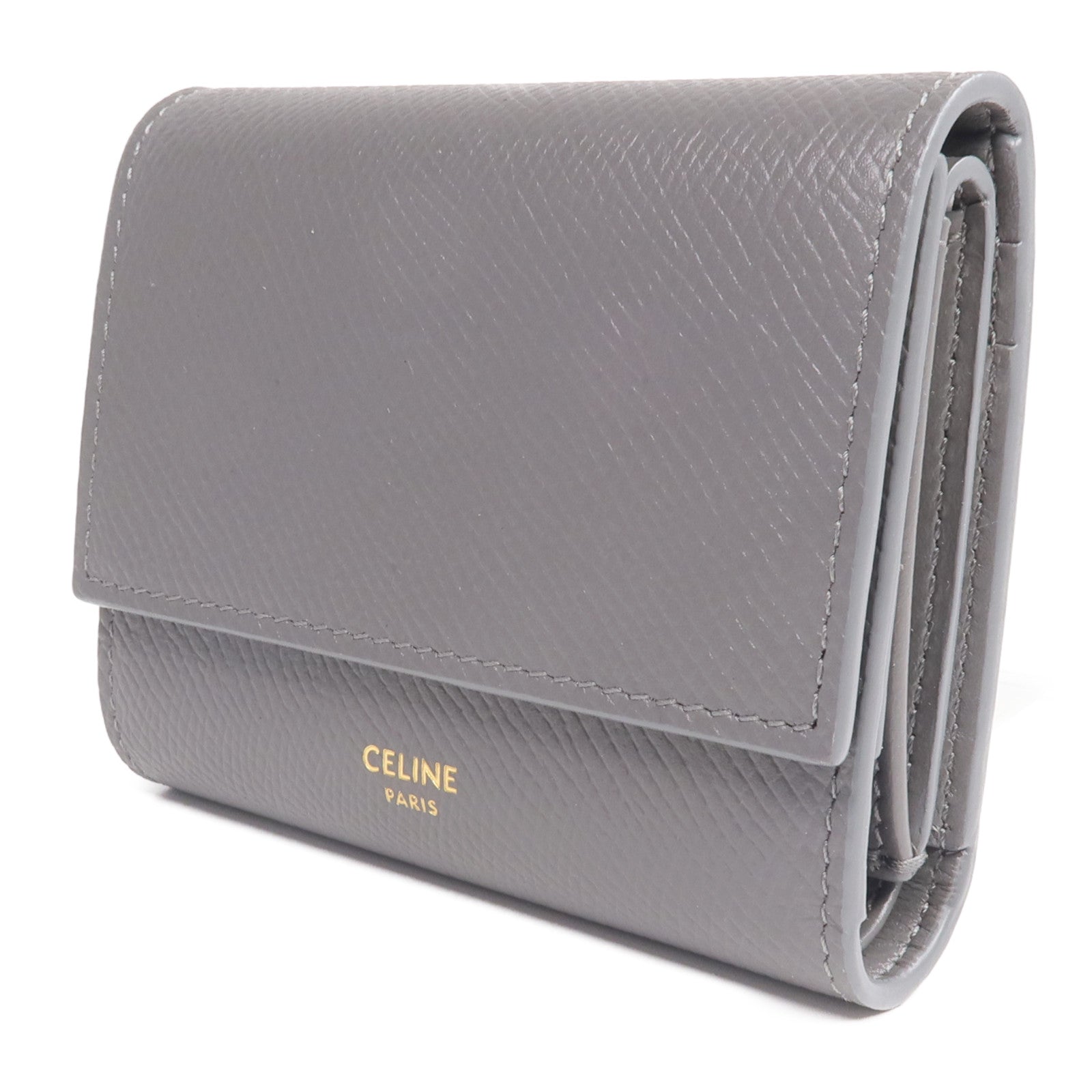 CELINE 牛皮皮革Tri-Fold Wallet金扣錢包