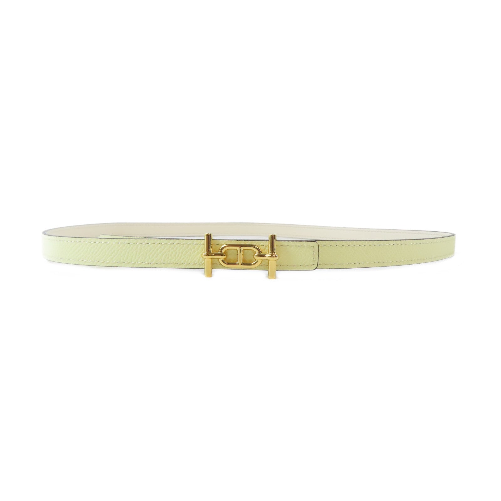 HERMES 【激減優惠】Epsom/Swift皮革Ancre Belt金扣皮帶淺黃色/米色