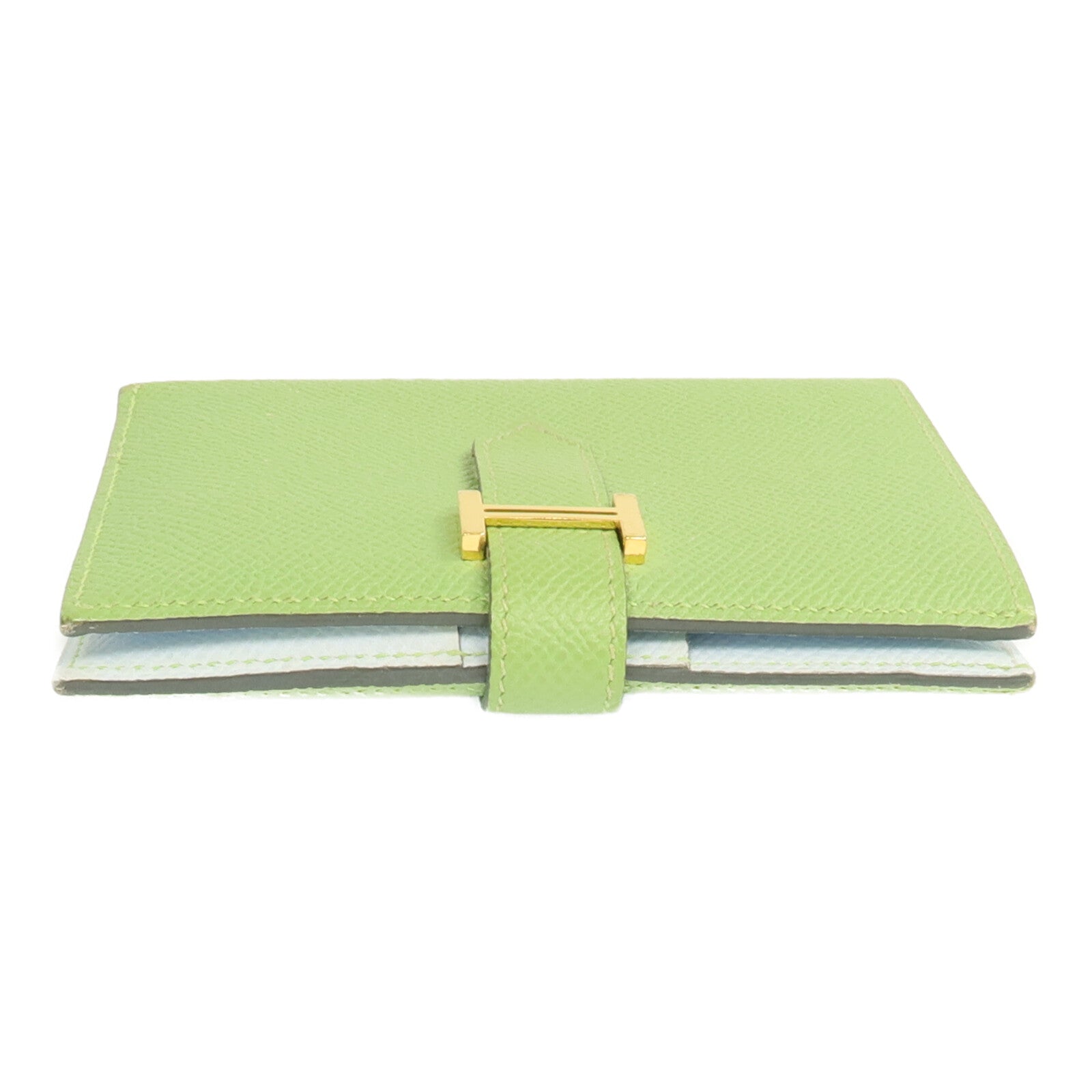 HERMES Epsom皮革Bearn Wallet金扣錢包Vert Criquet
