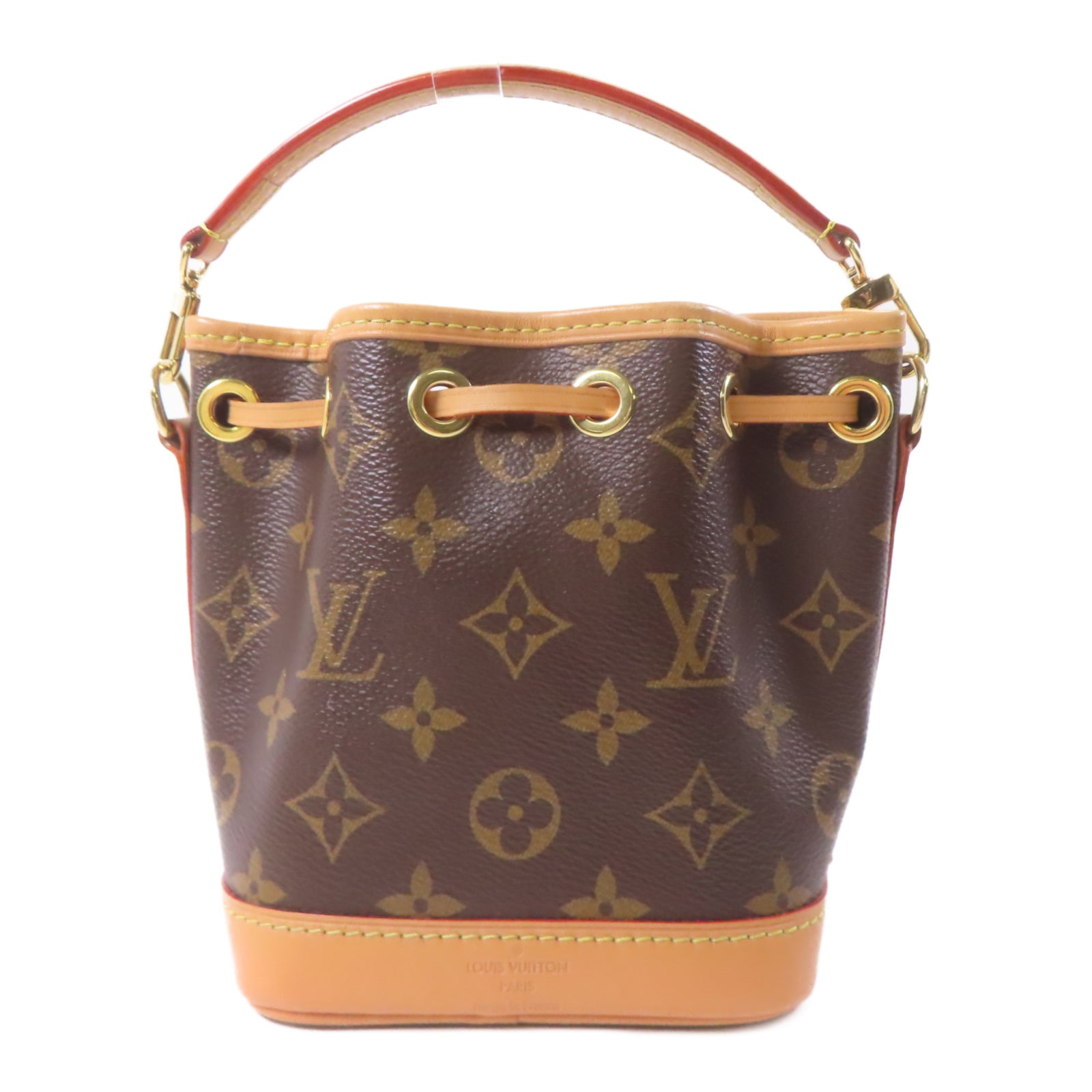LOUIS VUITTON Monogram Nano Noe金扣手挽肩背兩用袋棕色