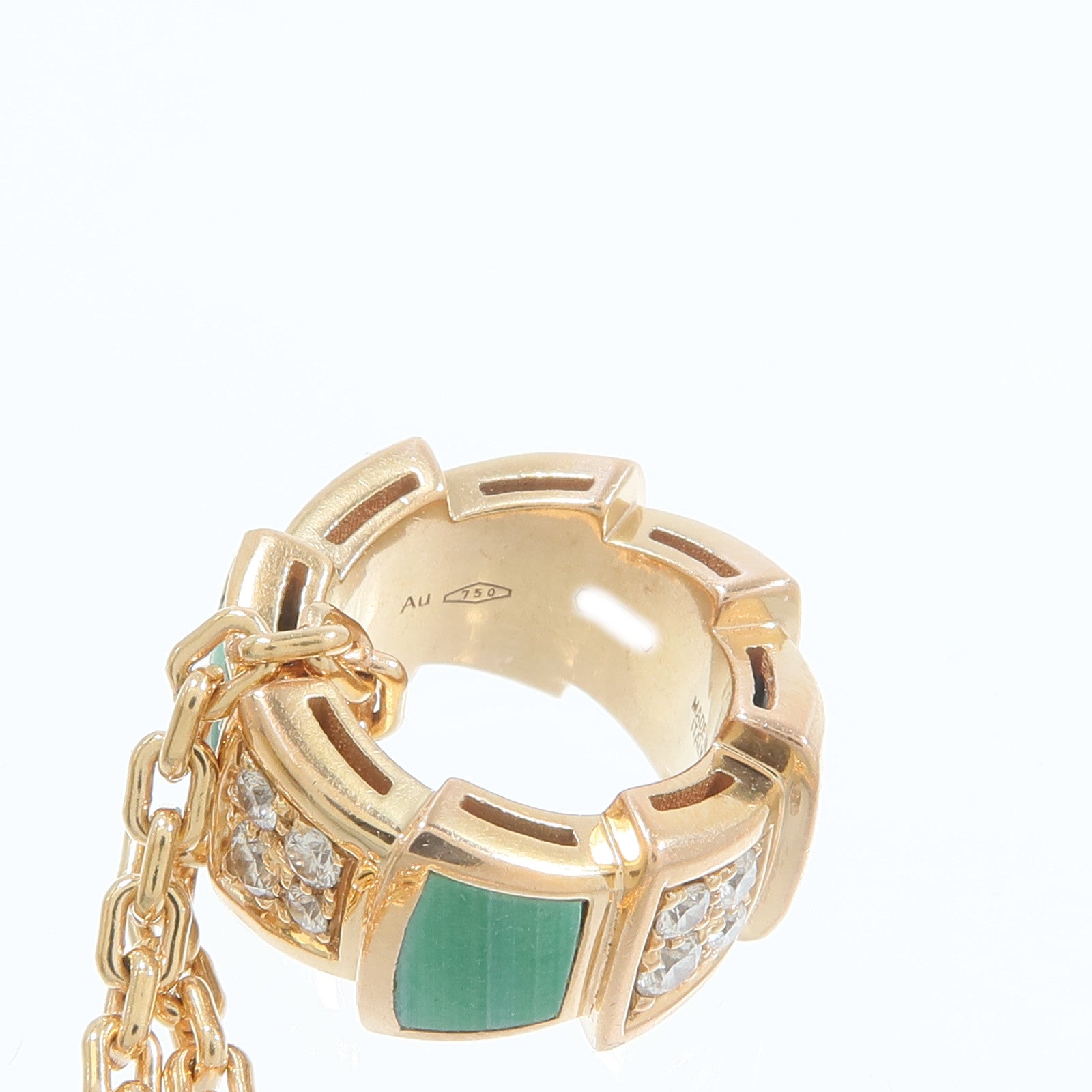 BVLGARI 18K玫瑰金Serpenti Viper綠松石/鑽石項鍊