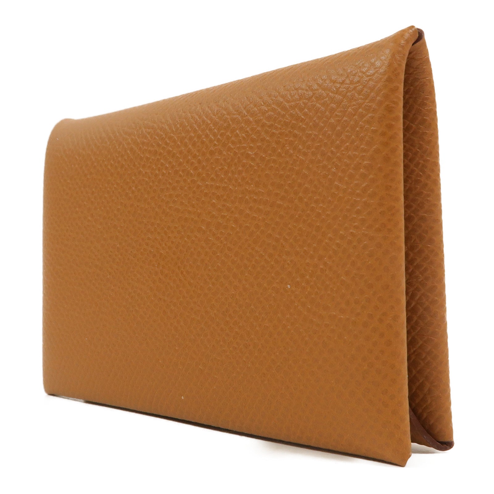 HERMES Epsom皮革Calvi卡片套Gold