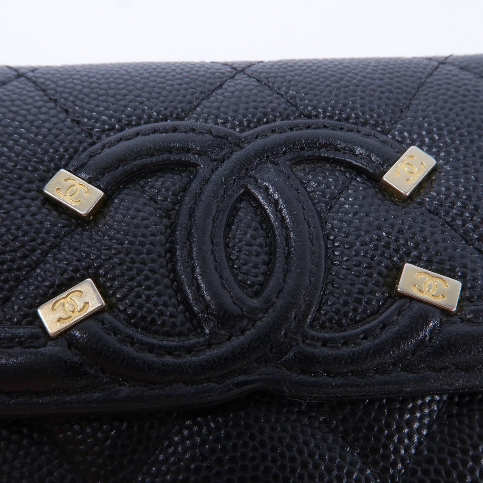 CHANEL 牛皮皮革Filigree Vanity CC Wallet零錢包