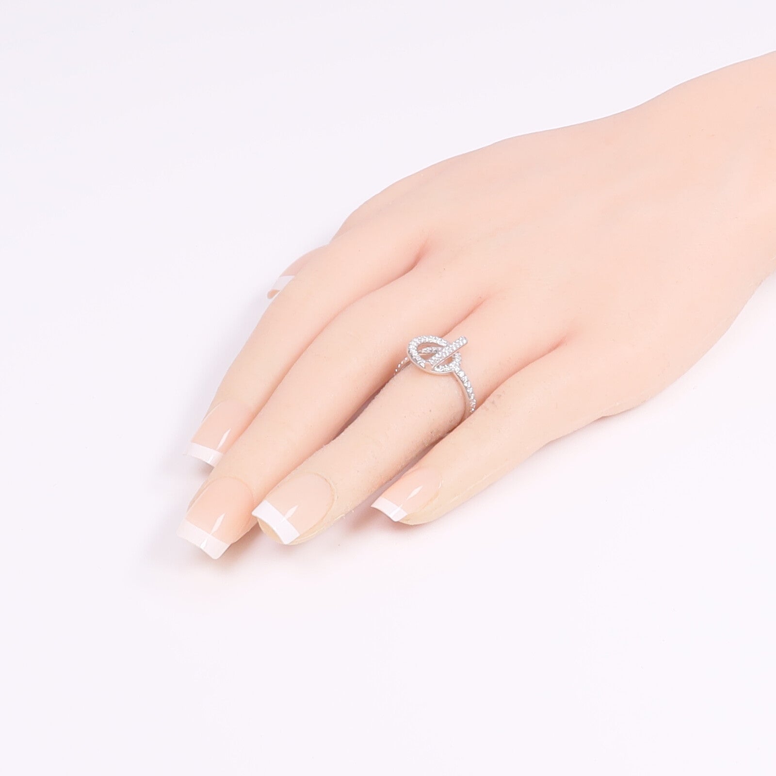HERMES 18K白金Echappee Ring鑽石戒指Hermes#51/US#5.5