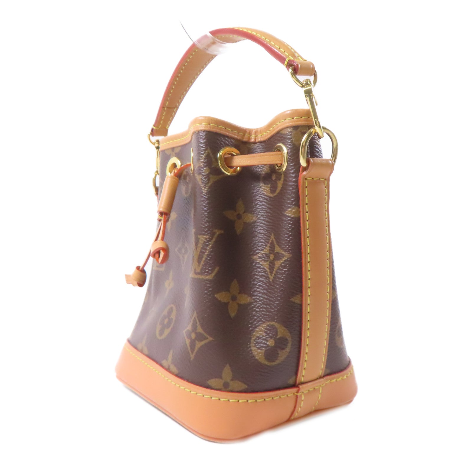 LOUIS VUITTON Monogram Nano Noe金扣手挽肩背兩用袋棕色