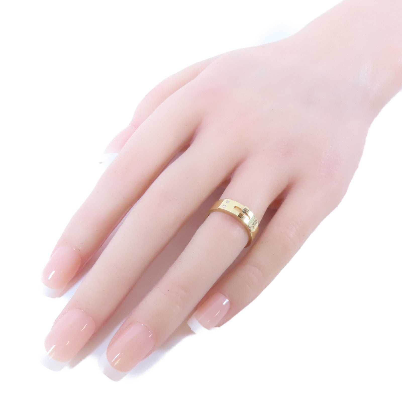 HERMES 18K玫瑰金Kelly Ring戒指金色Hermes#51/US#5.75