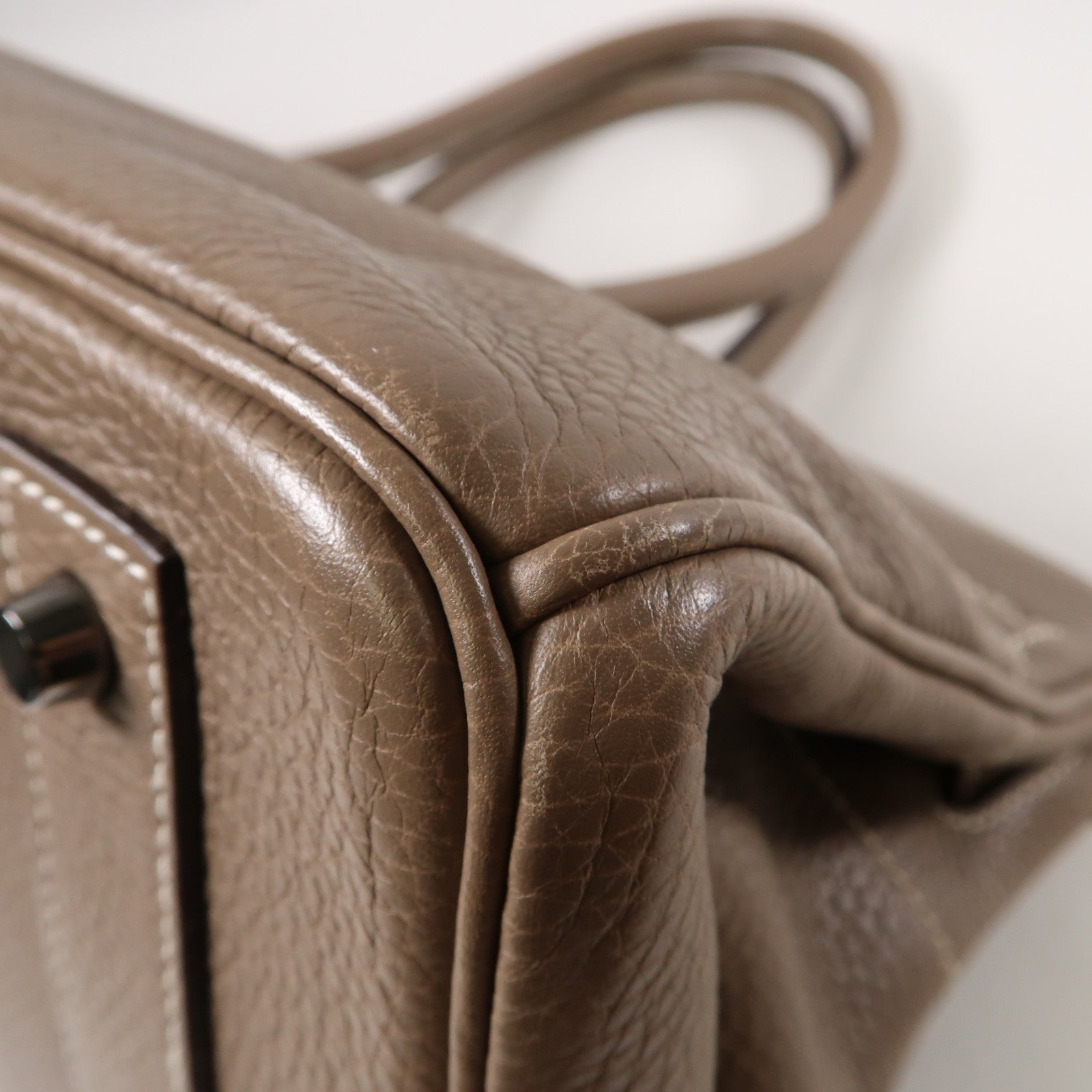 HERMES Clemence皮革Shoulder Birkin銀扣肩背袋大象灰色
