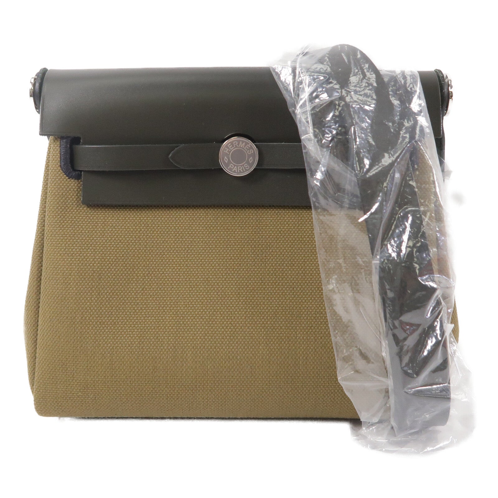 HERMES 帆布Mini Herbag肩背袋Vert Olive/Kaki