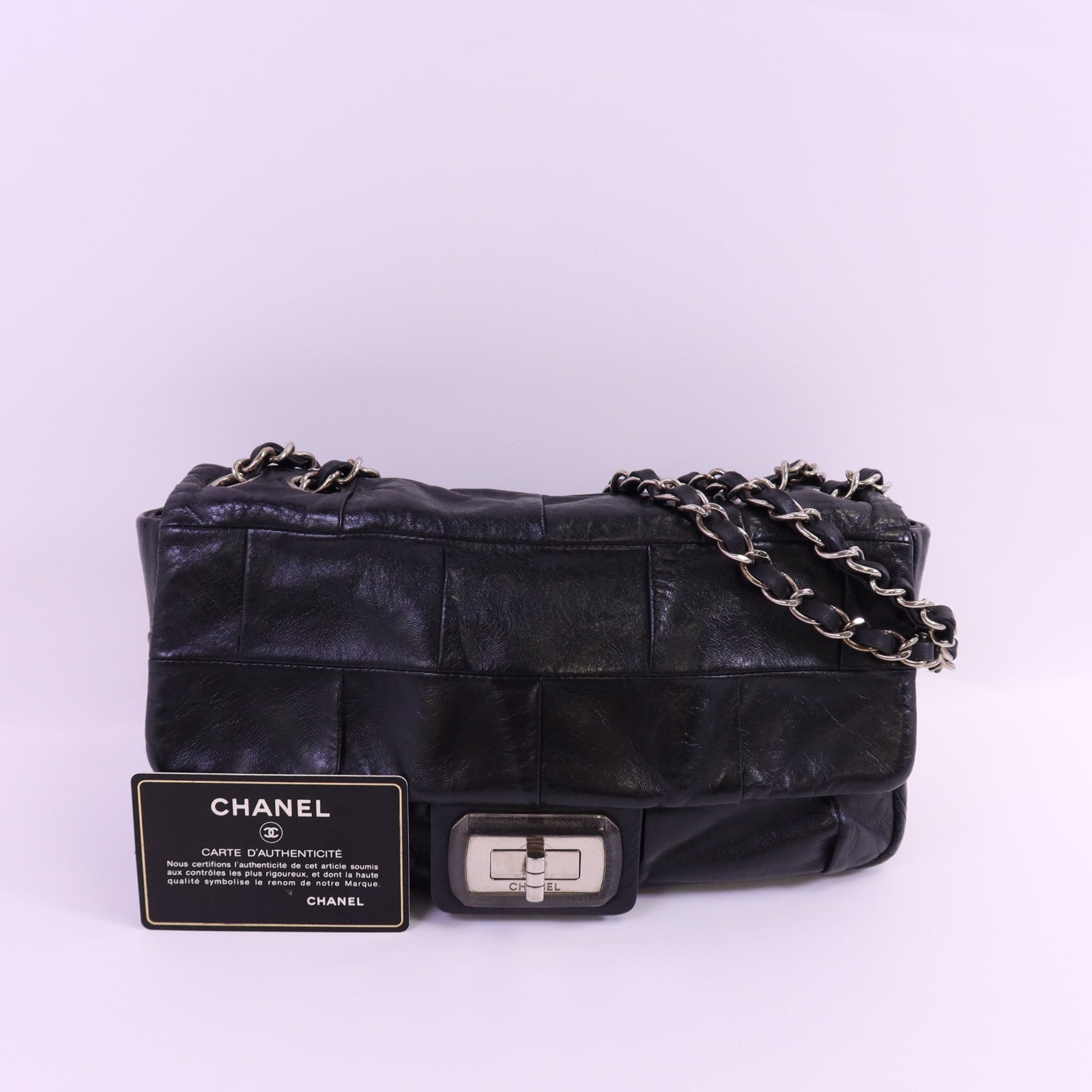 CHANEL 牛皮皮革Chain Shoulder銀扣鏈帶肩背袋