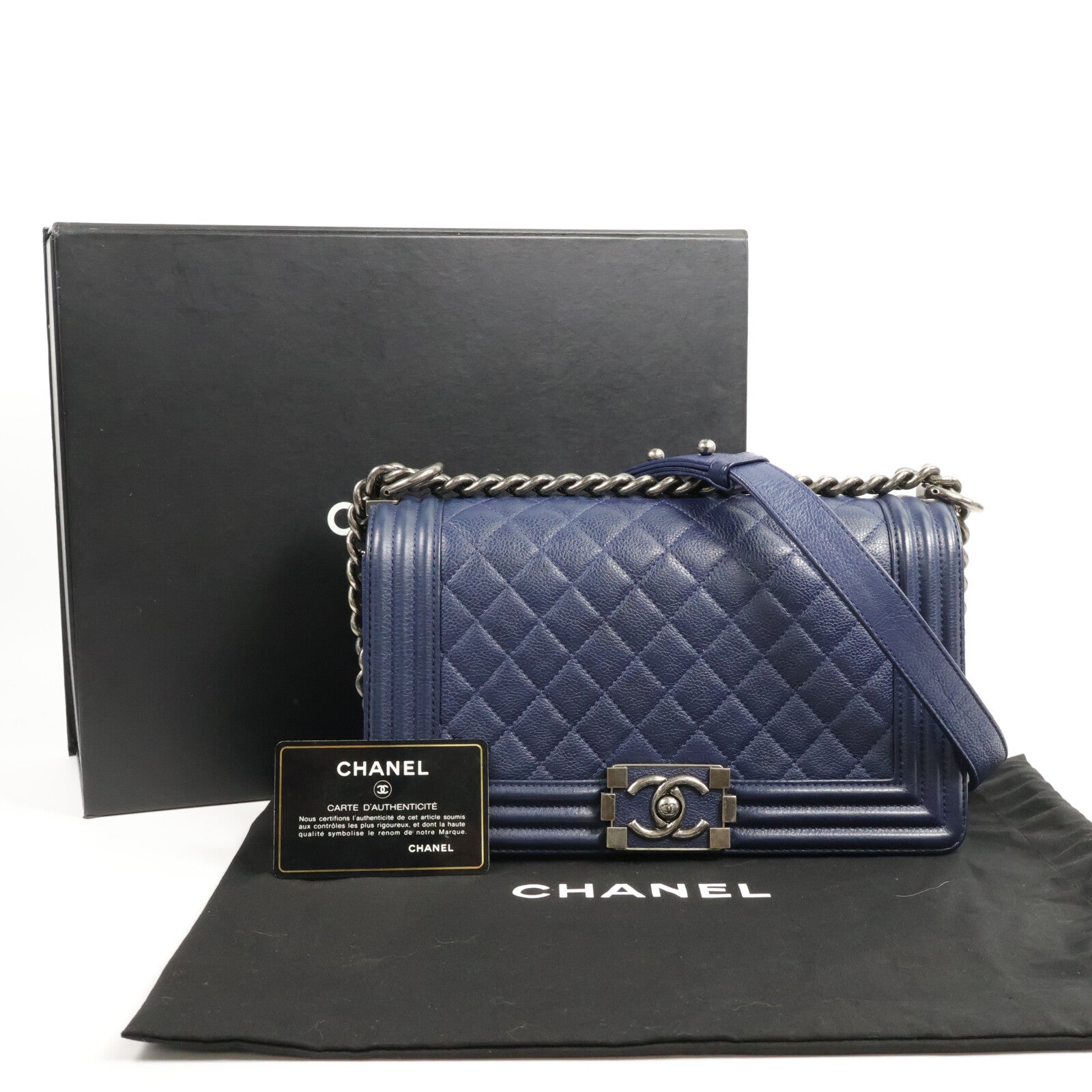 CHANEL 牛皮皮革Boy 25鏈帶肩背袋