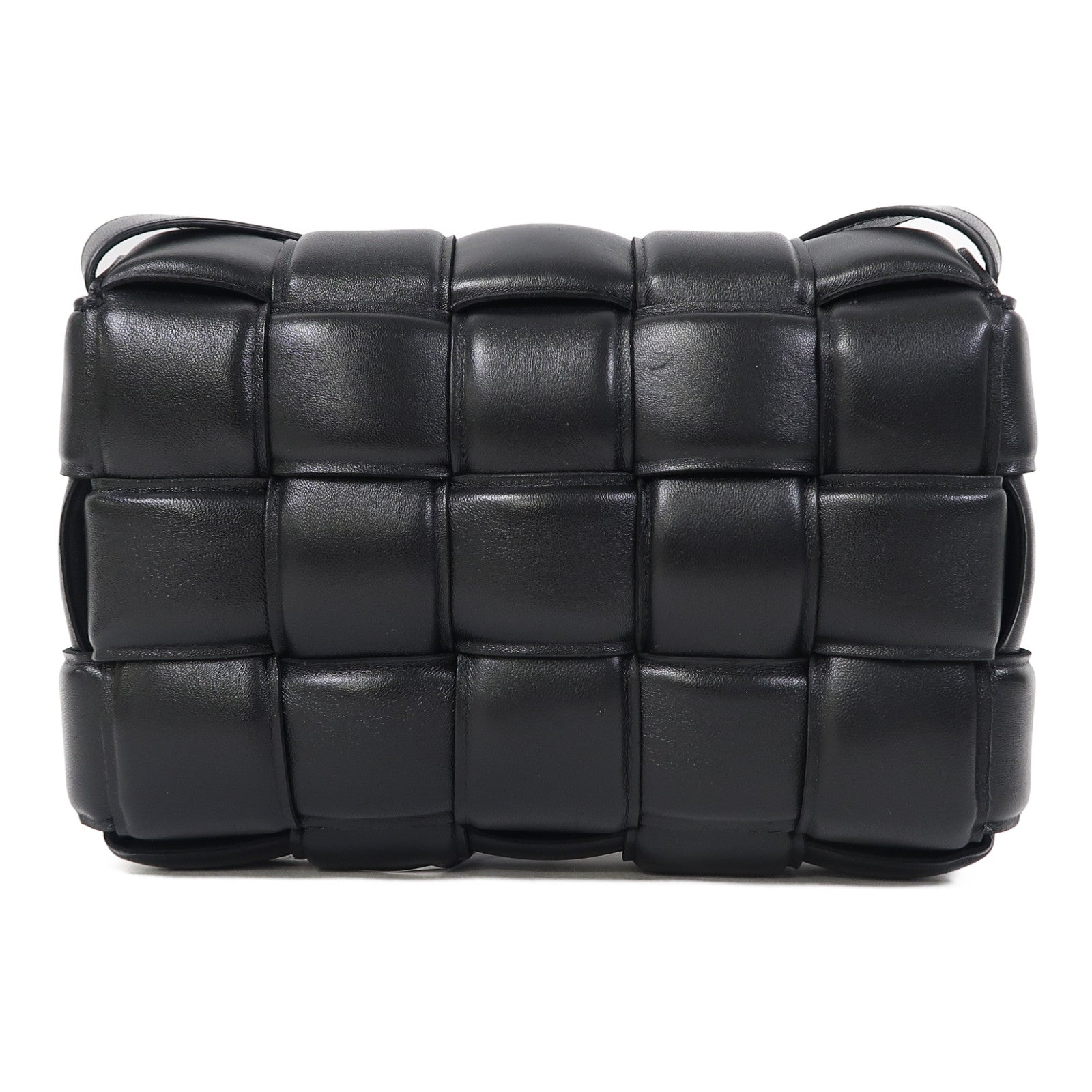 BOTTEGA VENETA 織紋羊皮皮革Padded Cassette金扣肩背袋黑色