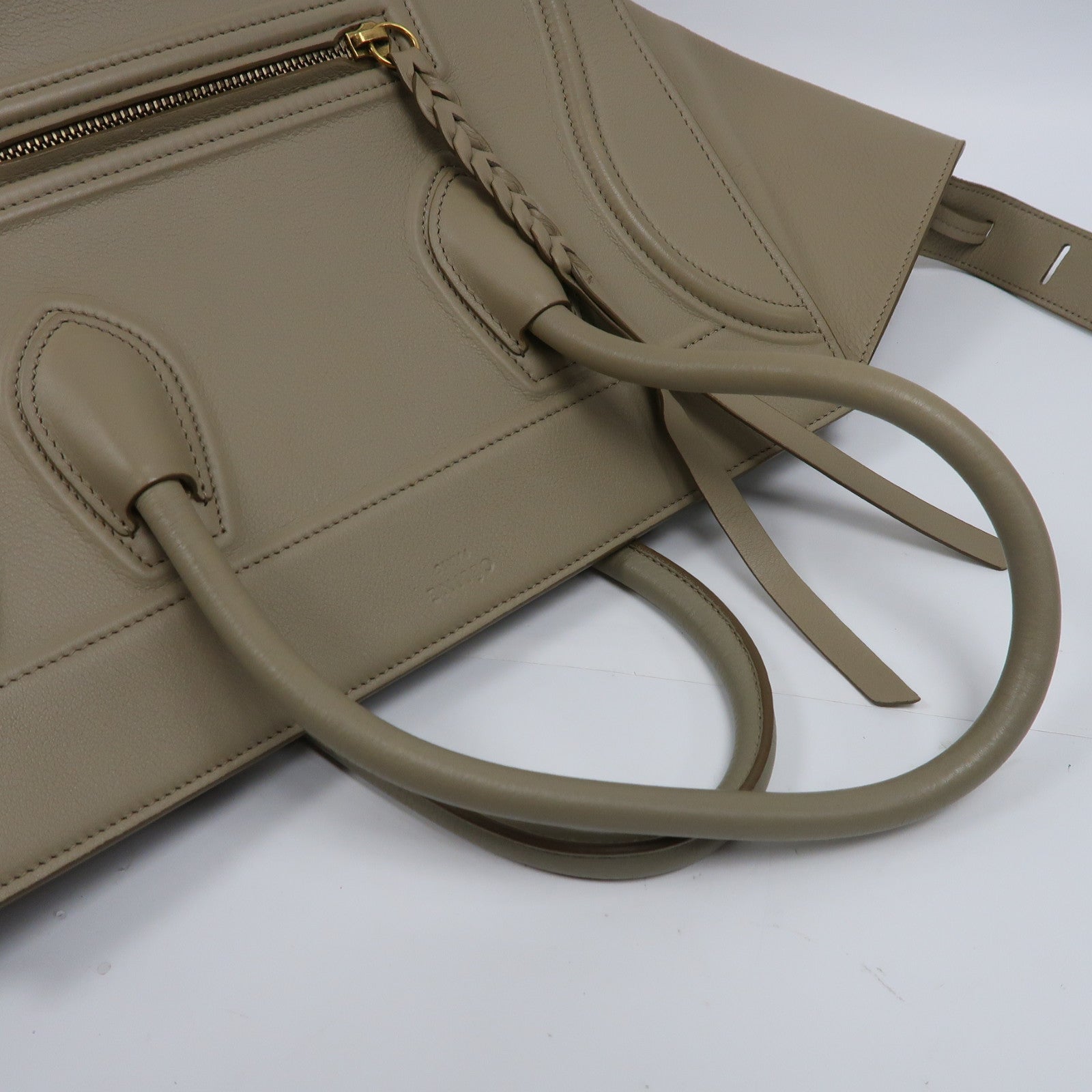 CELINE 牛皮皮革Hand Bag金扣手挽袋灰色