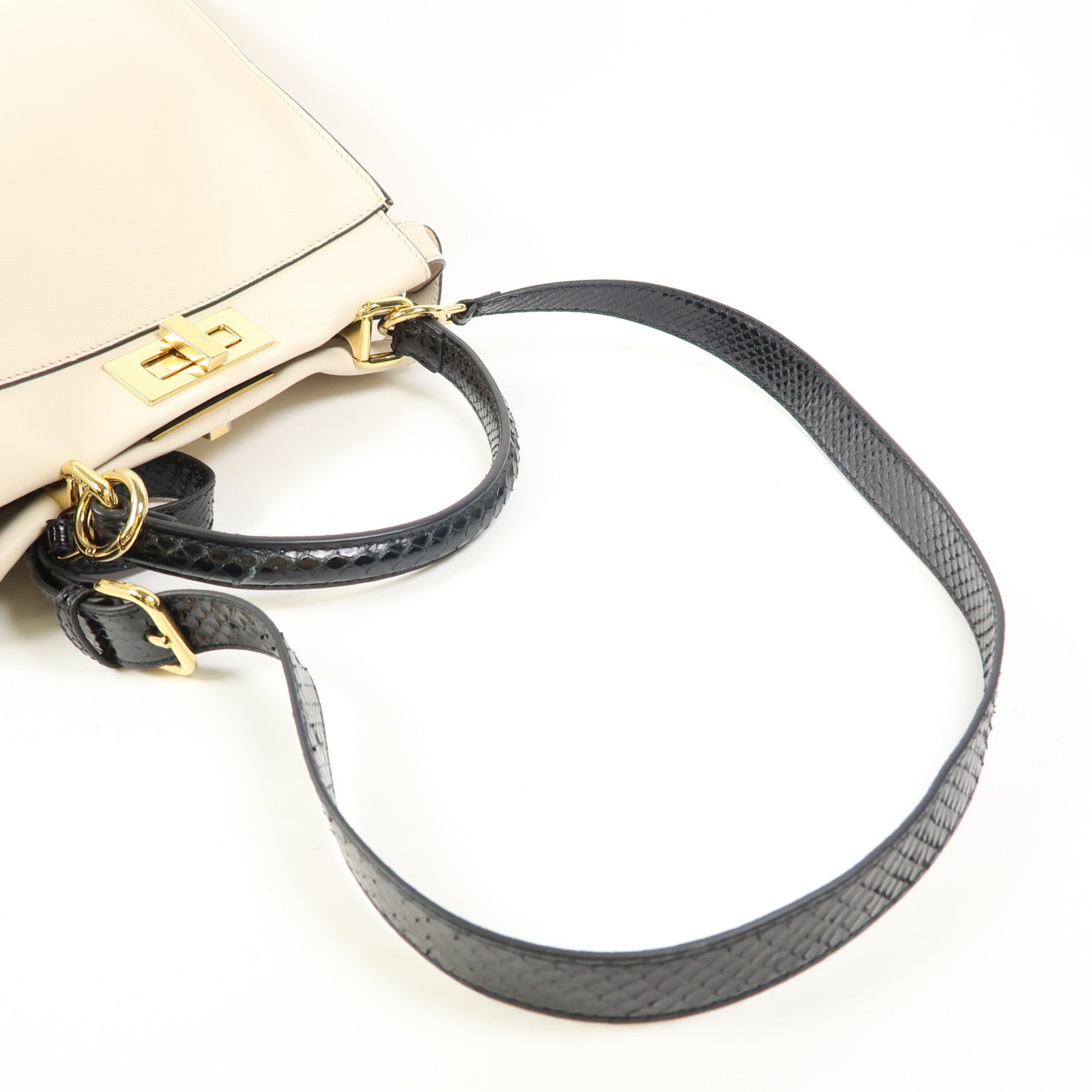 FENDI 蛇皮/牛皮皮革Peekaboo金扣手挽肩背兩用袋