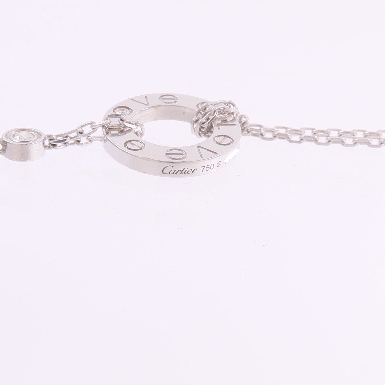 CARTIER 18K白金Love Circle Necklace鑽石項鍊