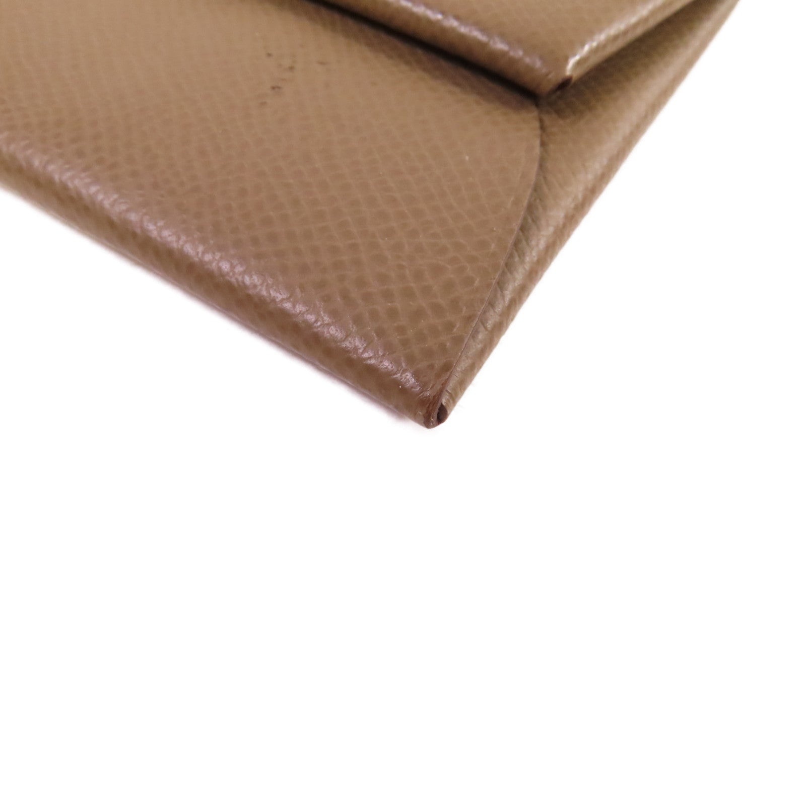 HERMES Epsom皮革Bastia Coin Purse銀扣零錢包Etoupe大象灰色