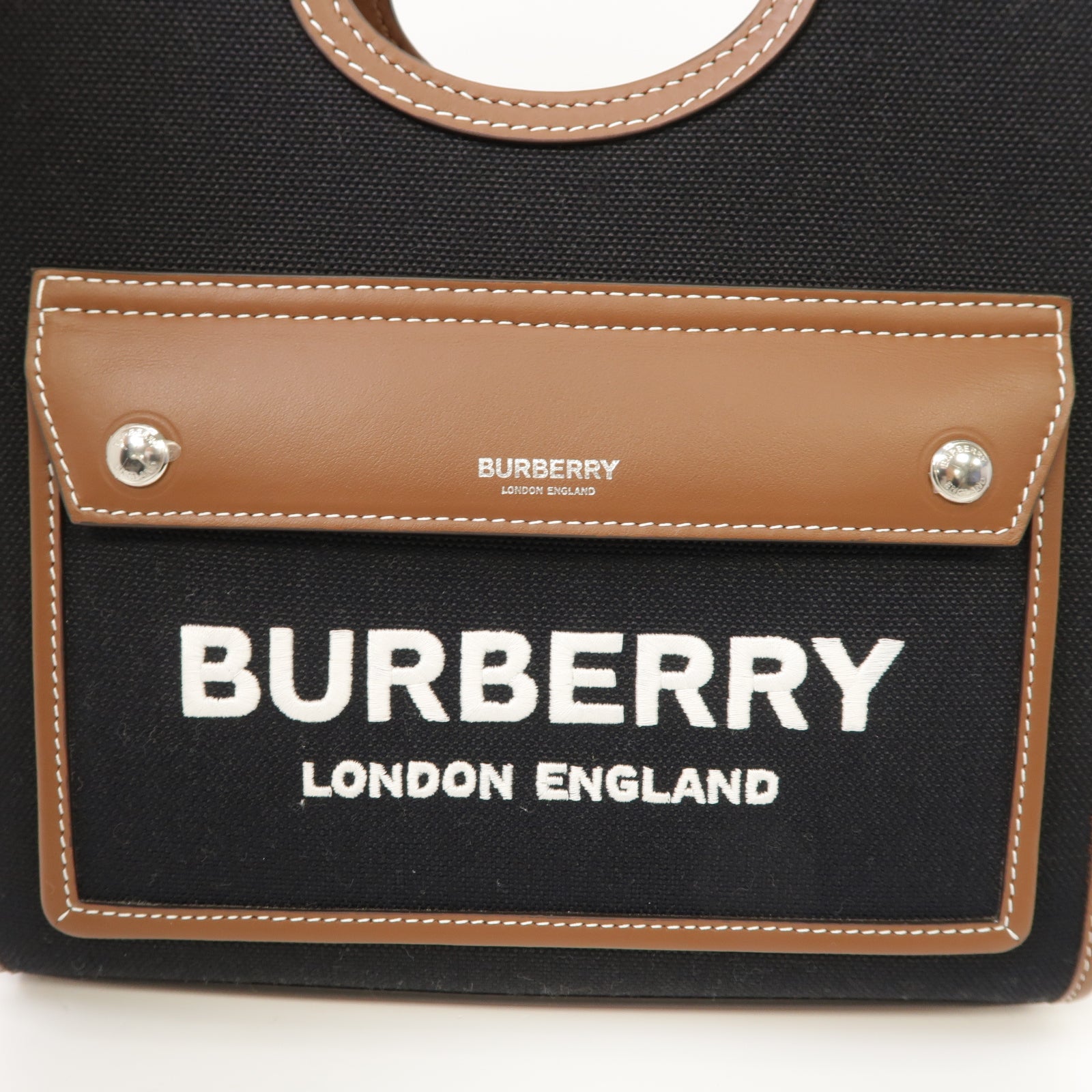 BURBERRY 帆布2way Shoulder Bag銀扣手挽肩背兩用袋黑色